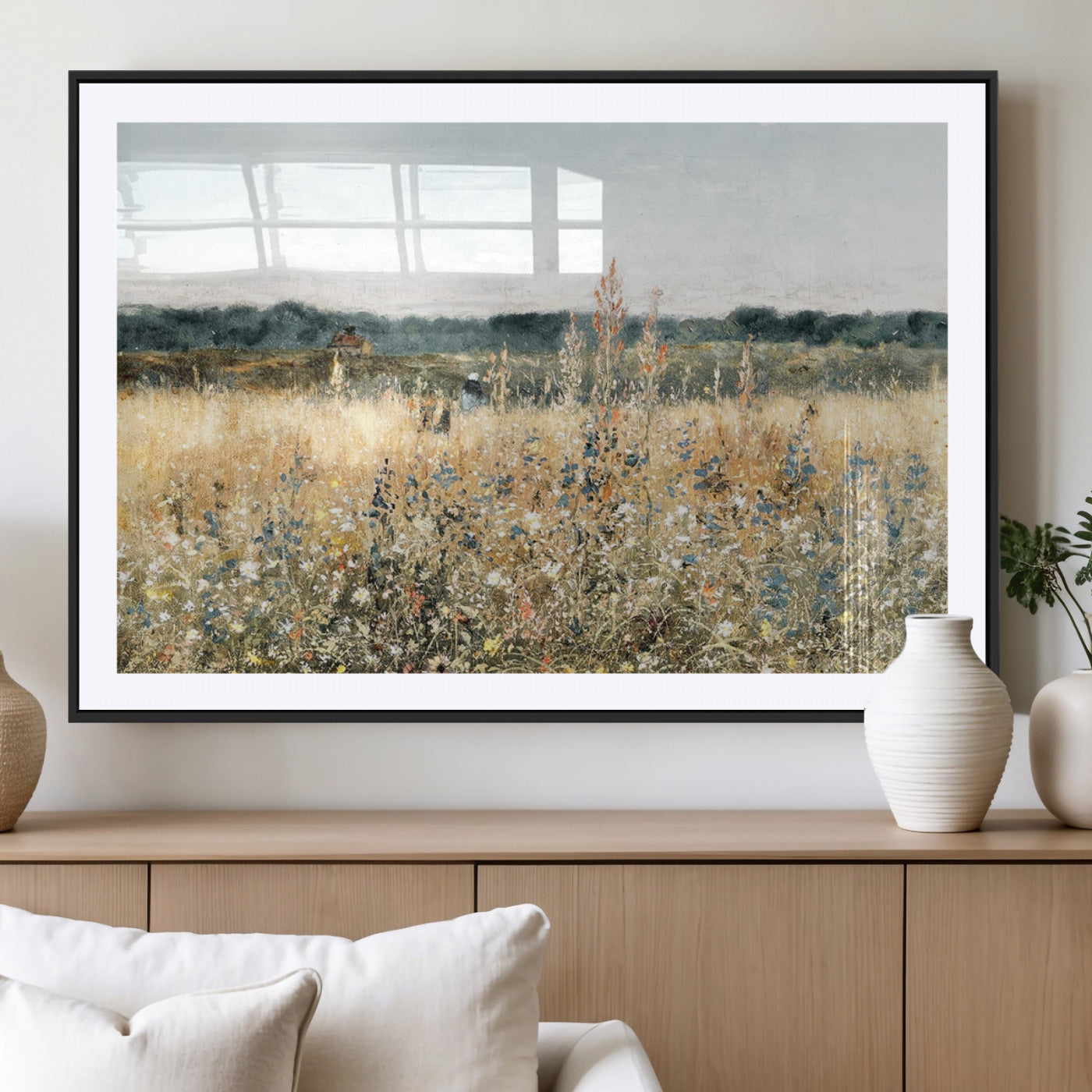 -Wildflower Field Wall Art Canvas | Nature-Inspired Landscape Canvas Print for Living Room or Office