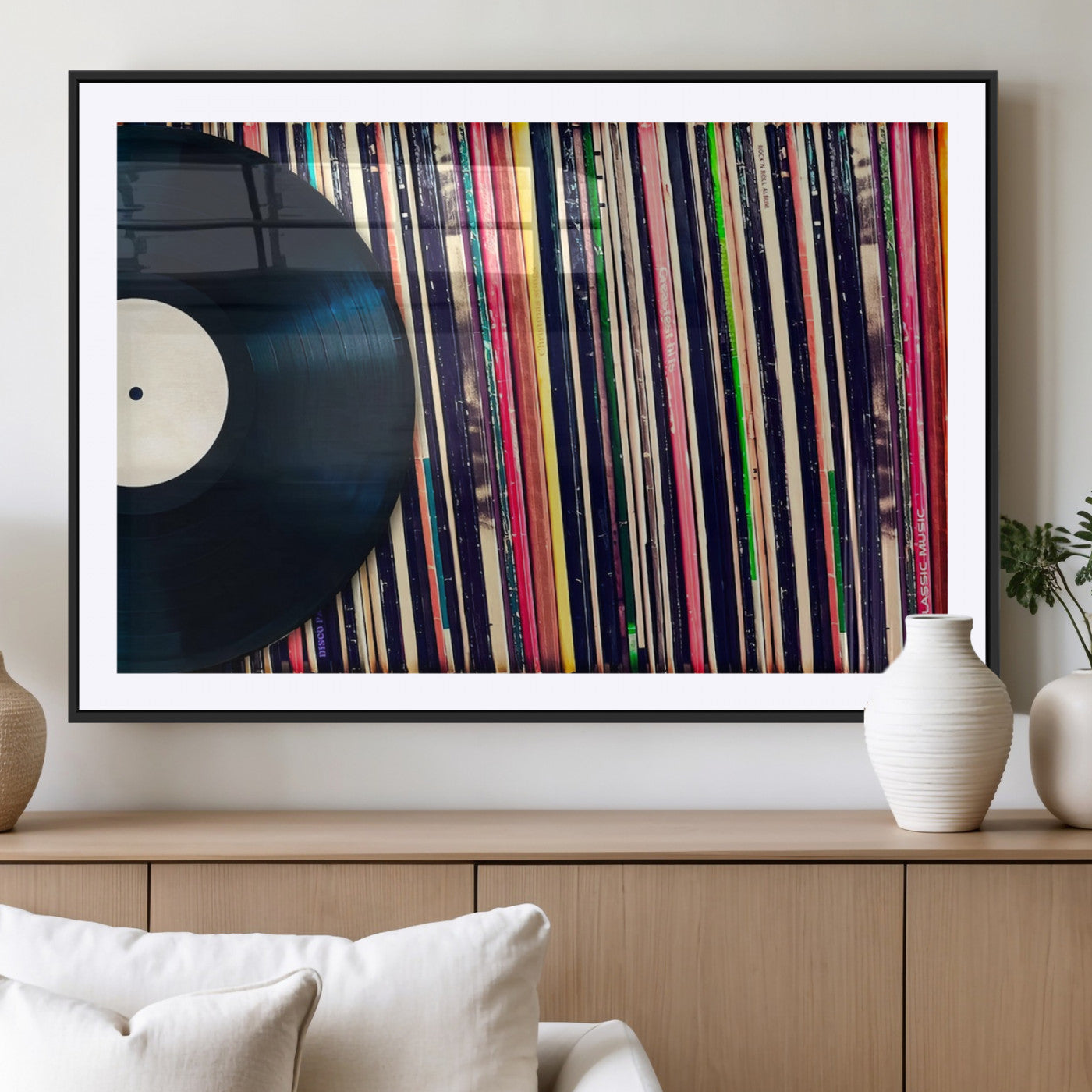 MGC-FP-36x24 - Vinyl Record and Album Collection Canvas Wall Art - Retro Music Decor, Vintage Vinyl, Vinyl Record