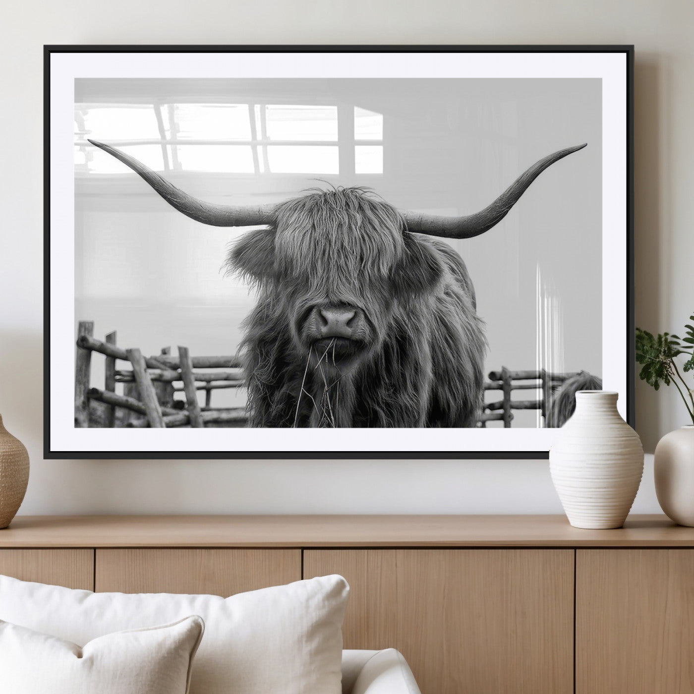 -Longhorn Canvas Print, Bighorn Cow Wall Art Canvas Print