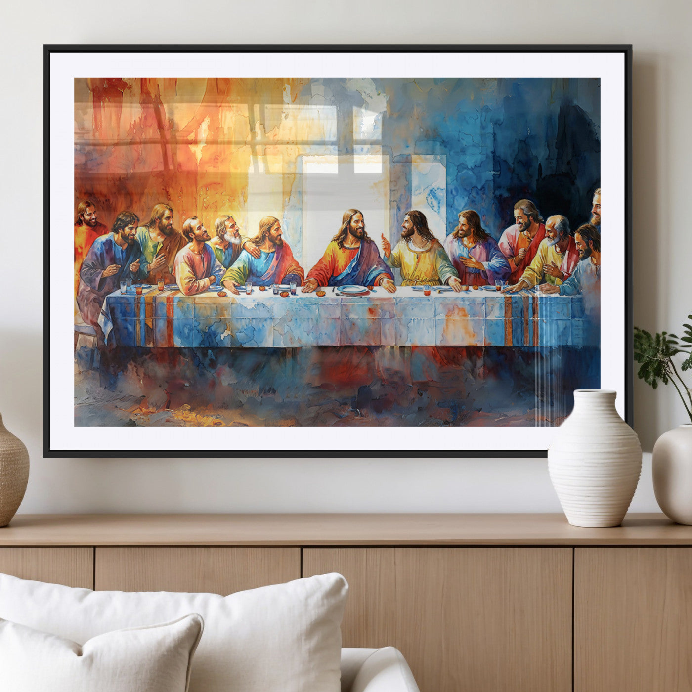 MGC-FP-36x24 - Abstract Watercolor The Last Supper Wall Art