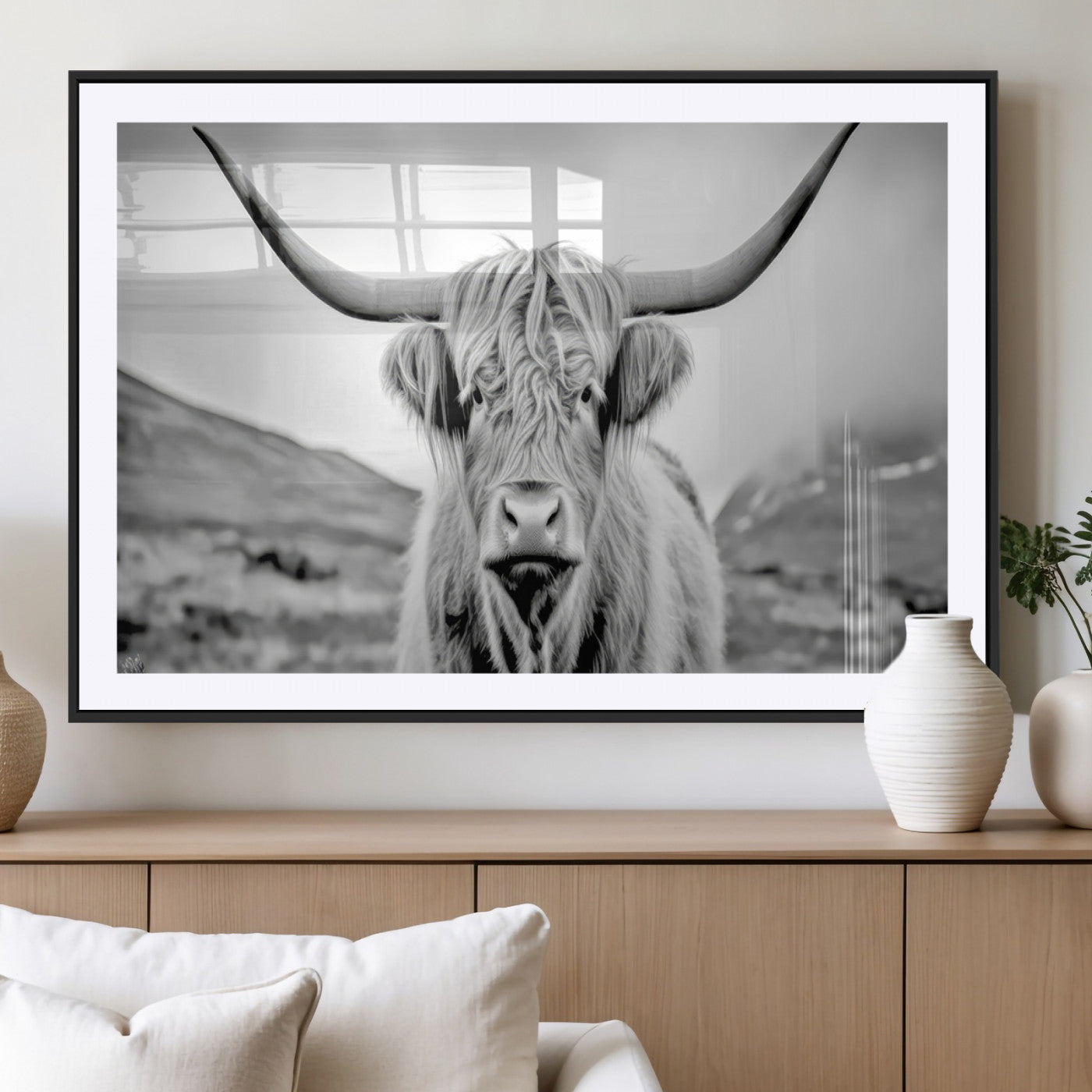 -Scottish Cow Wall Art Canvas Print