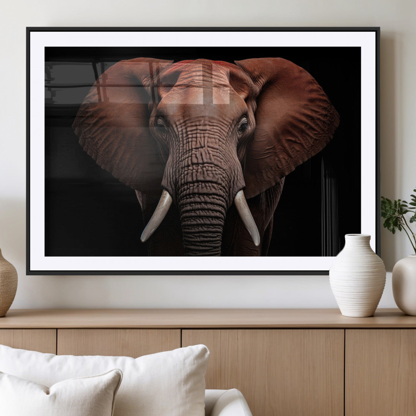 -Wild Elephant Wall Art Canvas Print, Africa Savannah Wild Animal Wall Decor Print