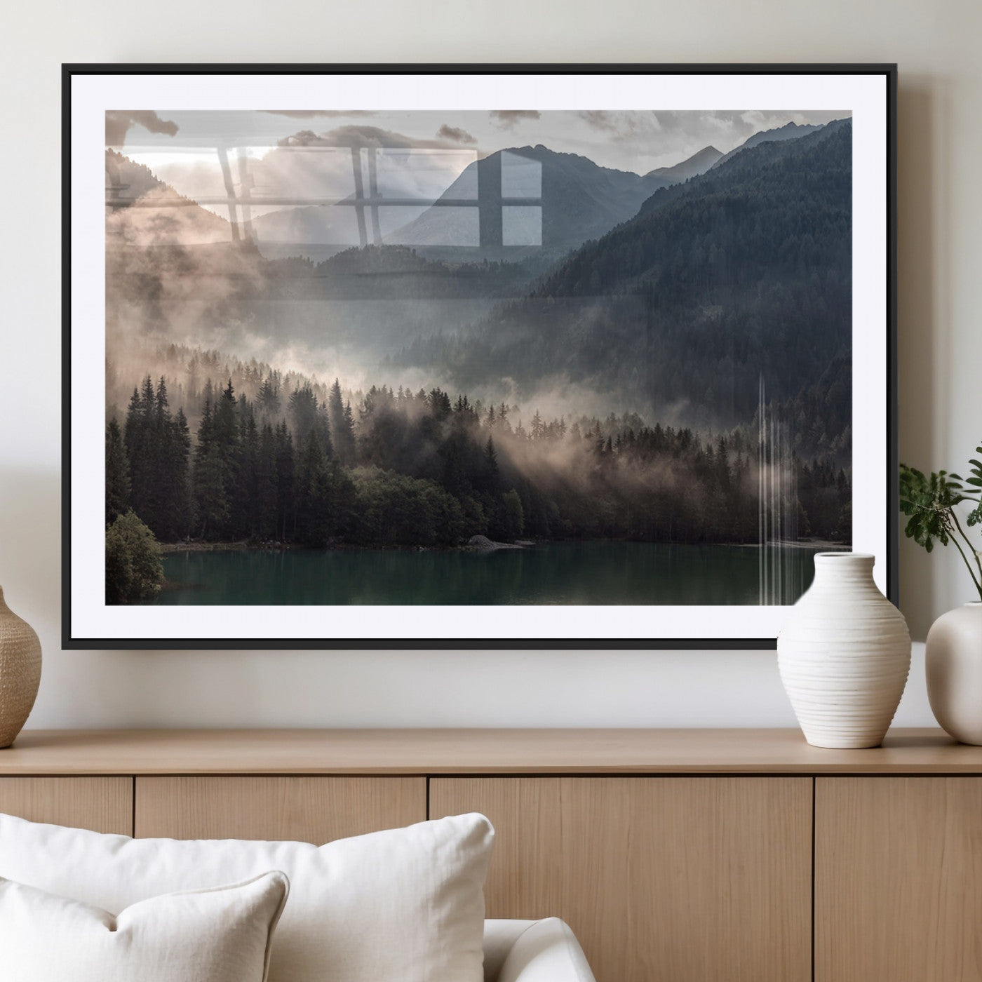 MGC-FP-36x24 - Foggy Mountain Canvas Print Forest Wall Art