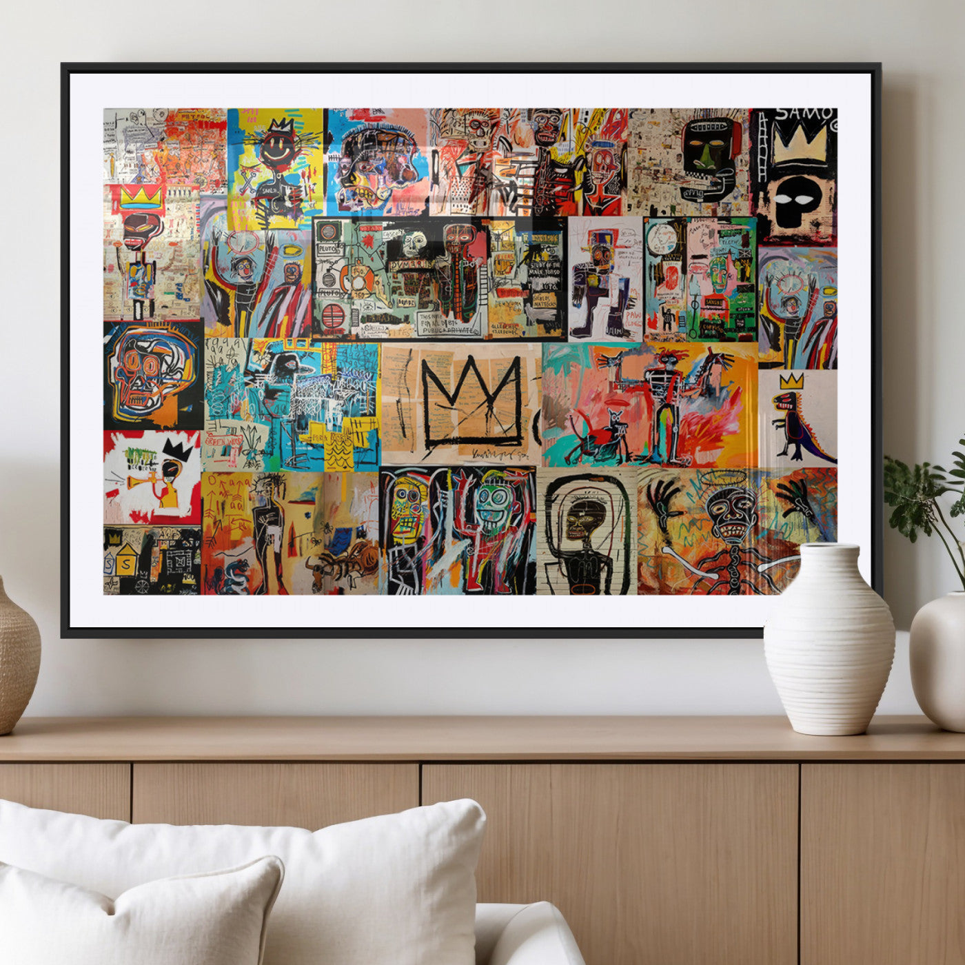 MGC-FP-36x24 - Abstract Art Collage Wall Art Canvas Print – Framed, Ready to Hang, Urban Graffiti Style