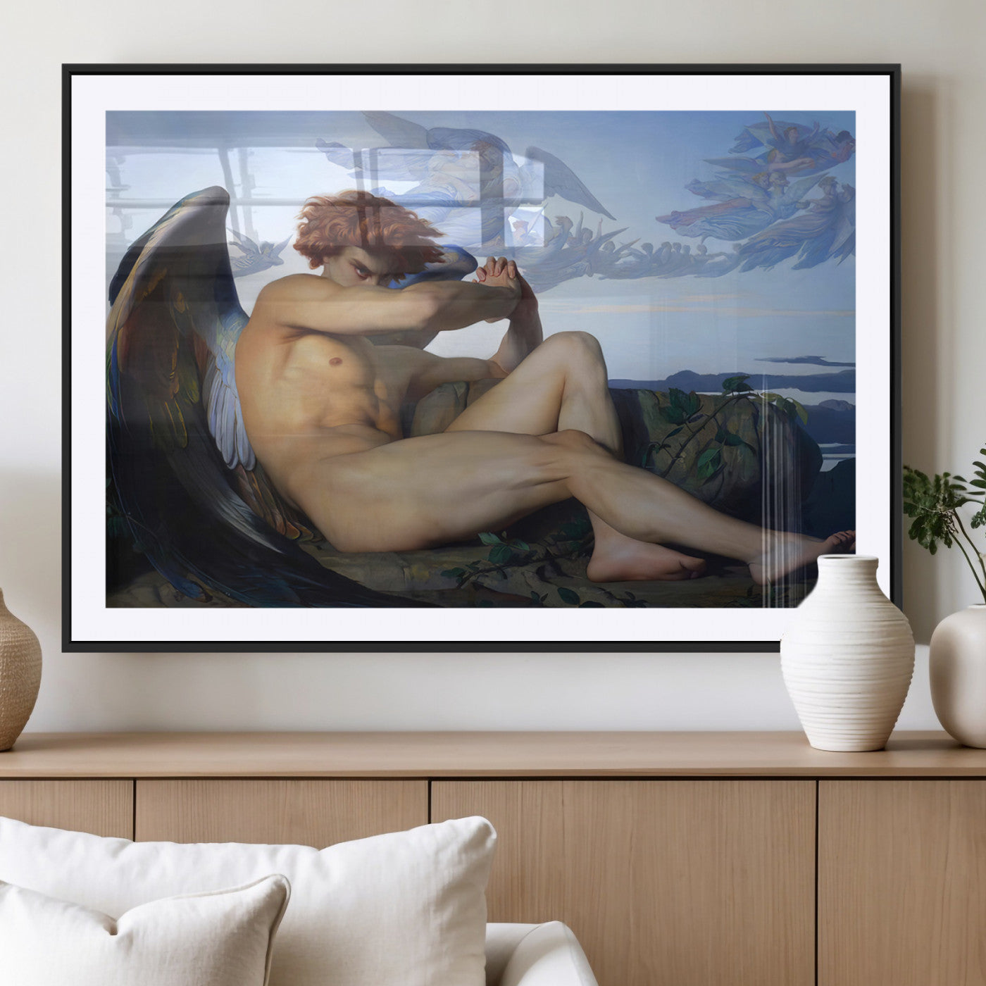 -Fallen Angel Wall Art Canvas Print – Classic Art, Framed, Ready to Hang - Alexandre Cabanel