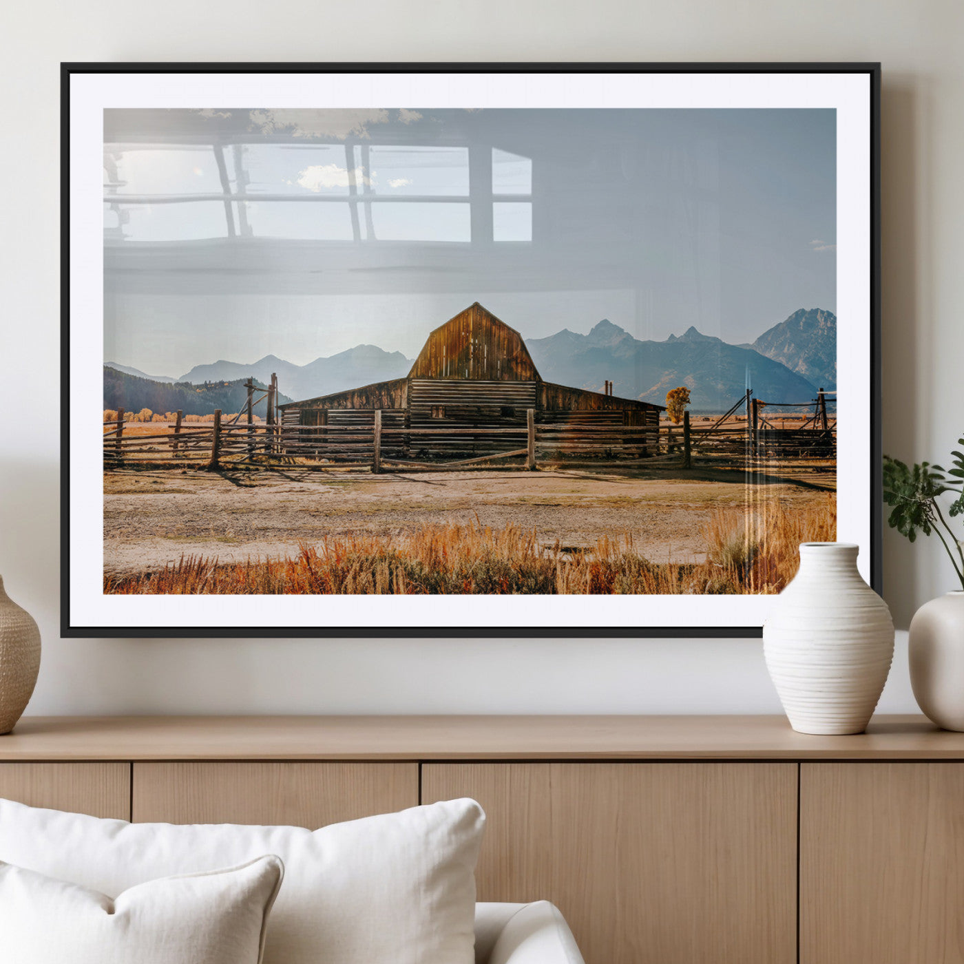 MGC-FP-36x24 - Vintage Old Barn Field Wall Art Canvas Print for Farmhouse Decor - Rustic Barn Wall Art Canvas Print