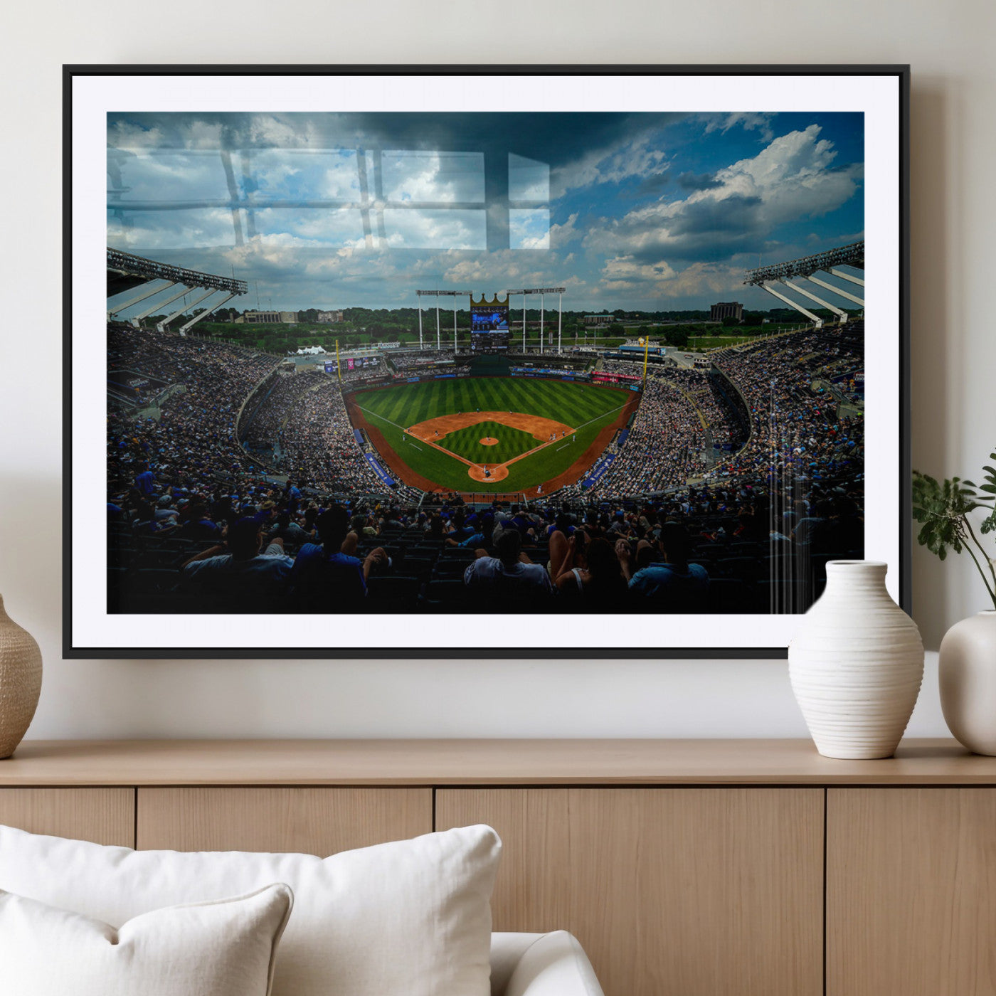 MGC-FP-36x24 - 3-Panel Kauffman Stadium Wall Art Print | Large Kansas City Royals Baseball Canvas Print for Sports