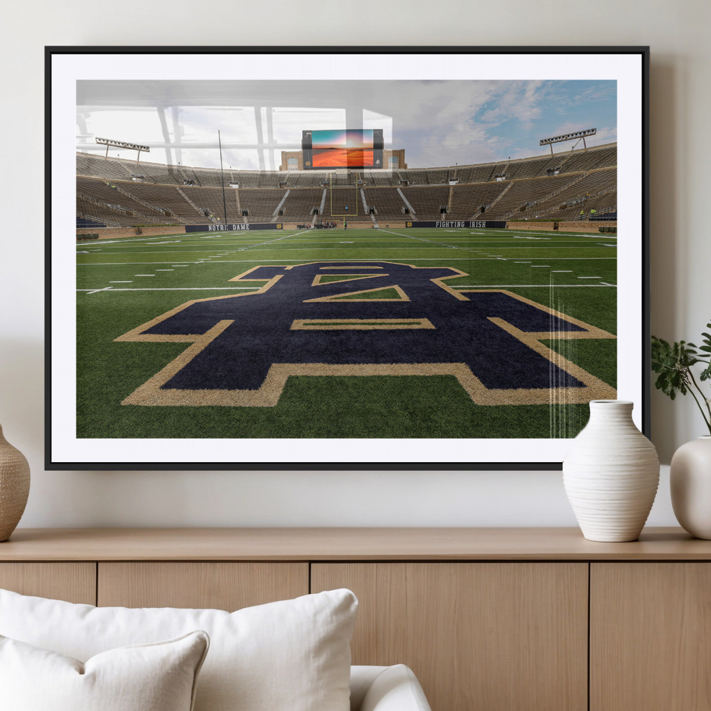 MGC-FP-36x24 - Notre Dame Stadium Wall Art Canvas Print, Framed Indiana Stadium Art Picture Print, Notre Dame Field Perfect Sport Room Decor Artwork