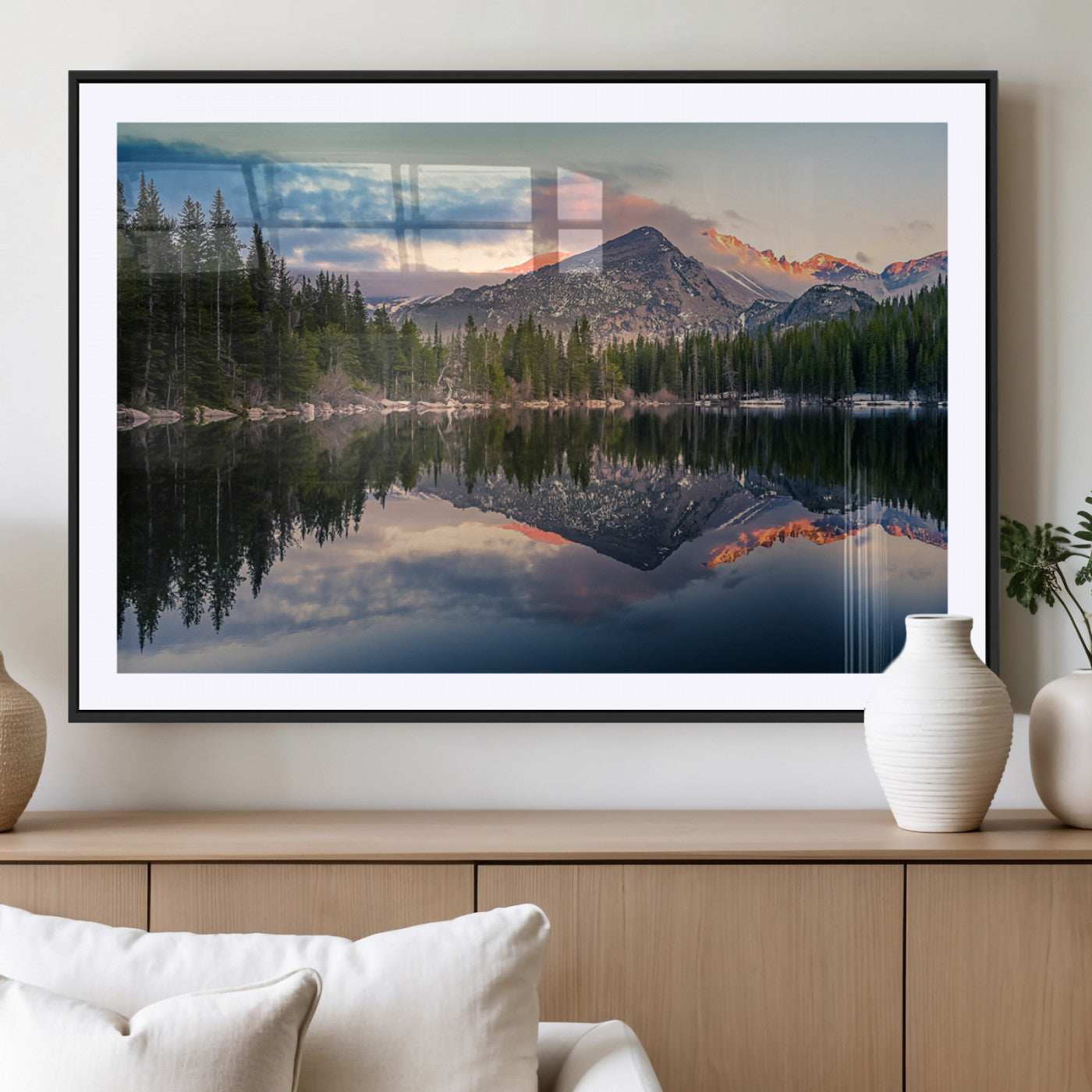 84227-MGC-FP-36x24_Black-Bear Lake Reflection at Rocky Mountain National Park Wall Art Canvas Print, Scenic Mountain