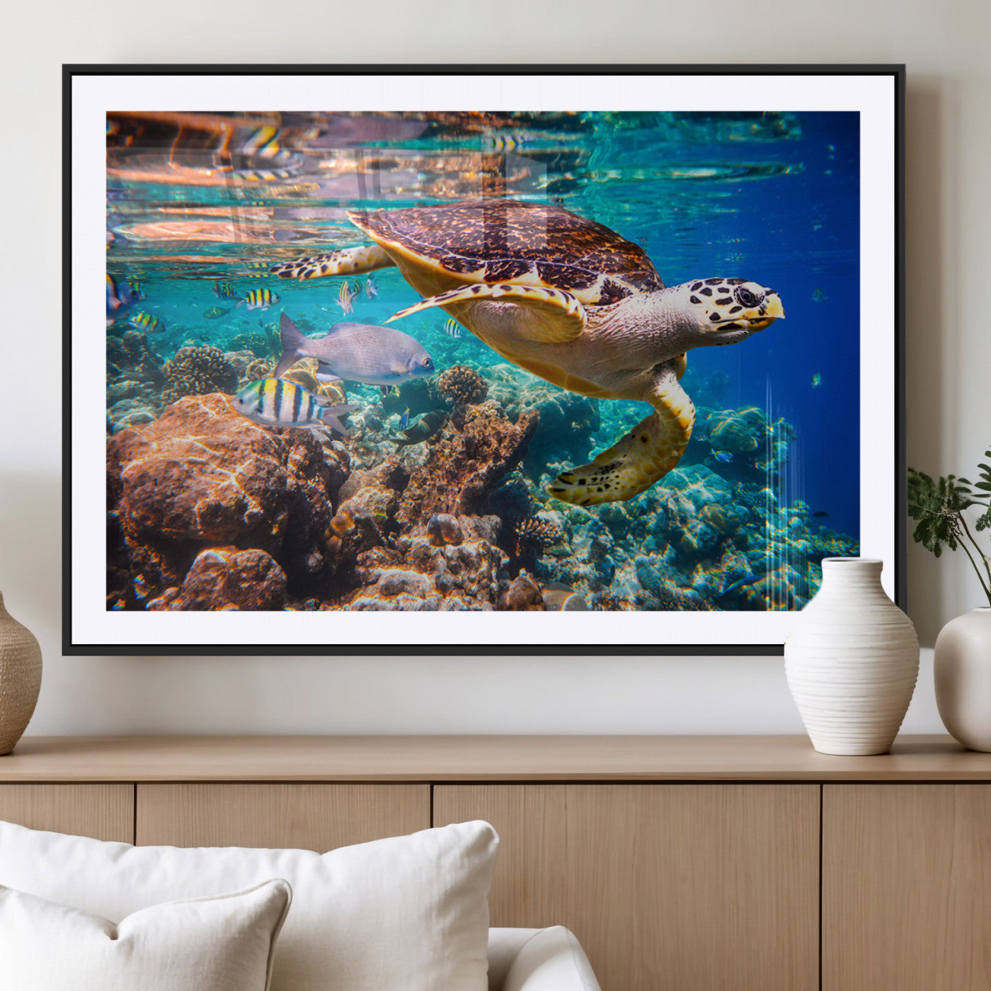 MGC-FP-36x24 - Sea Turtle Wall Art Canvas Print – Vibrant Ocean Coral Reef Décor, Ready to Hang