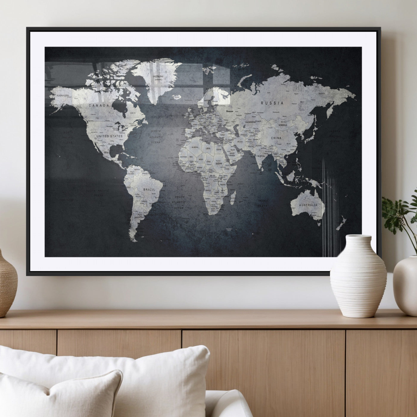 MGC-FP-36x24 - World Map Wall Art Canvas Print for Home and Office Decor