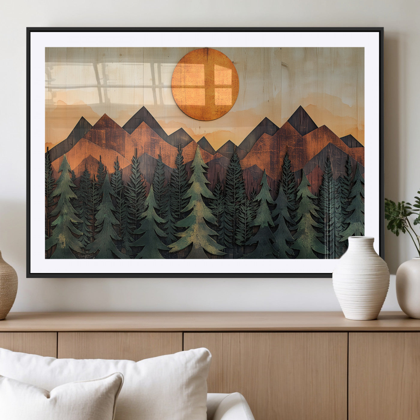MGC-FP-36x24 - Sunset Mountain Landscape Canvas Wall Art Print - Nature Decor for Living Room, Office