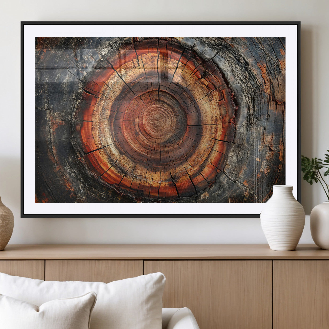 MGC-FP-36x24 - Wood Grain Canvas Wall Art - Framed Abstract Tree Ring Framed Wall Art, Wood Grain Canvas Wall