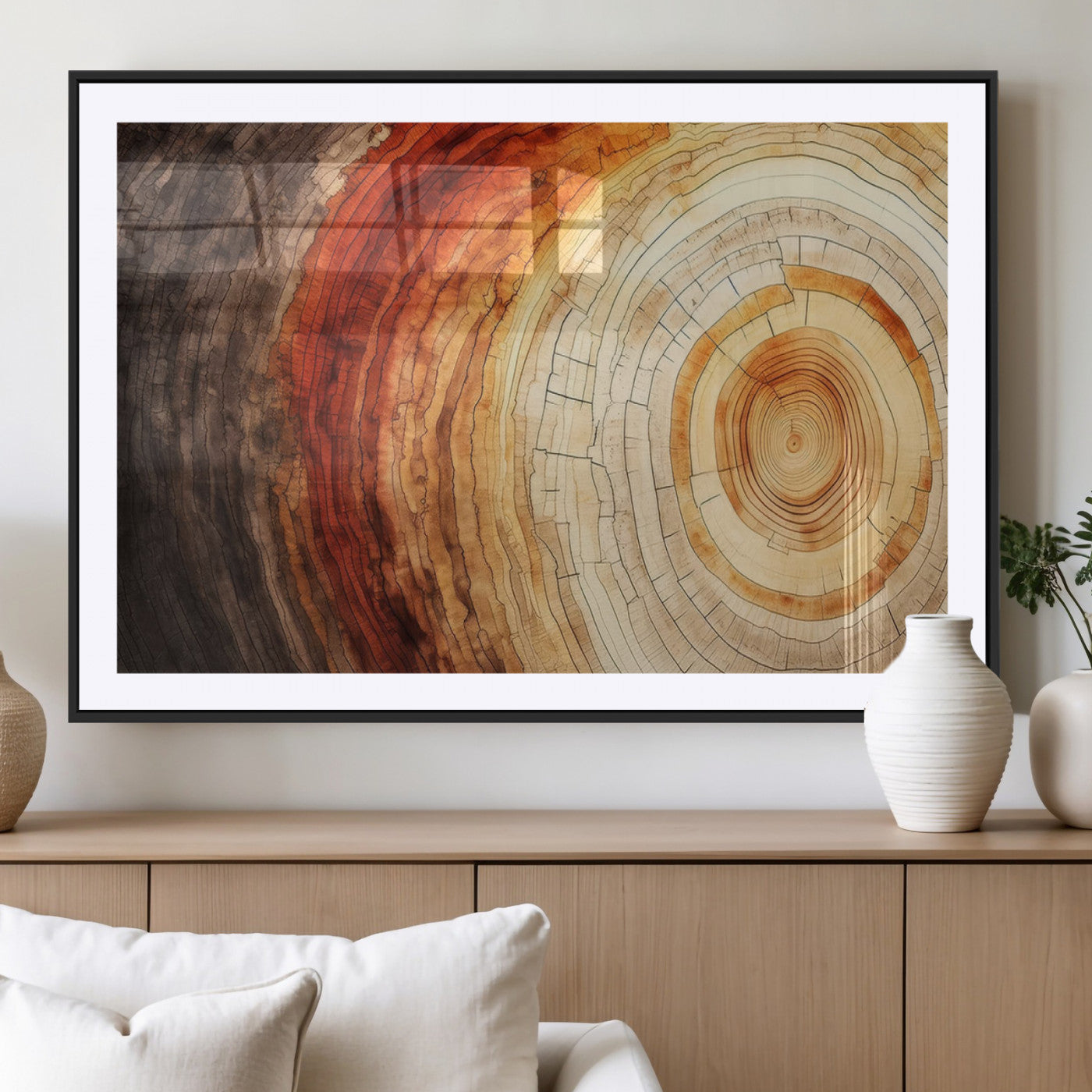 MGC-FP-36x24 - Tree Ring Print on Canvas Wall Art, Tree Stump Print, Wood Wall Art Living Room, Abstract Natural