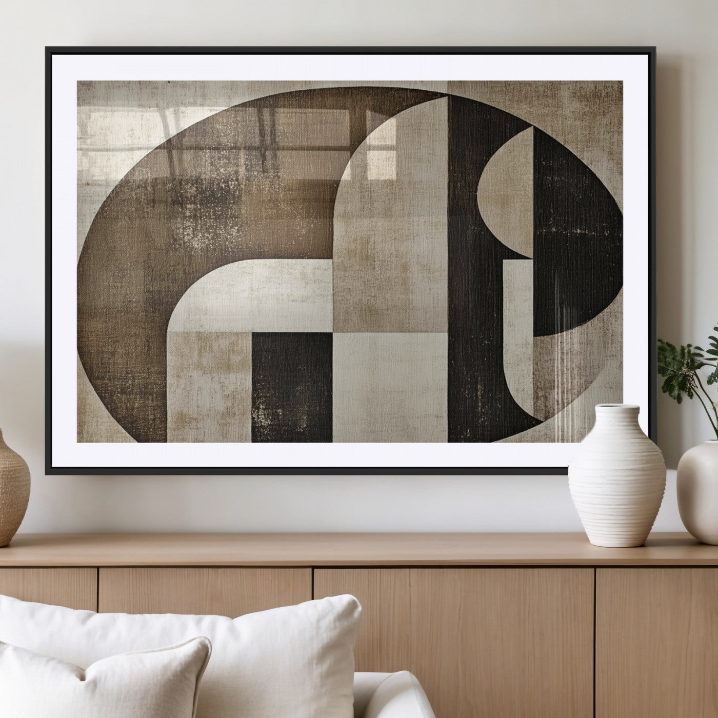 MGC-FP-36x24 - Wabi Sabi Abstract Wall Art | Geometric Modern Minimalist Canvas Print with Neutral Mid Century Art