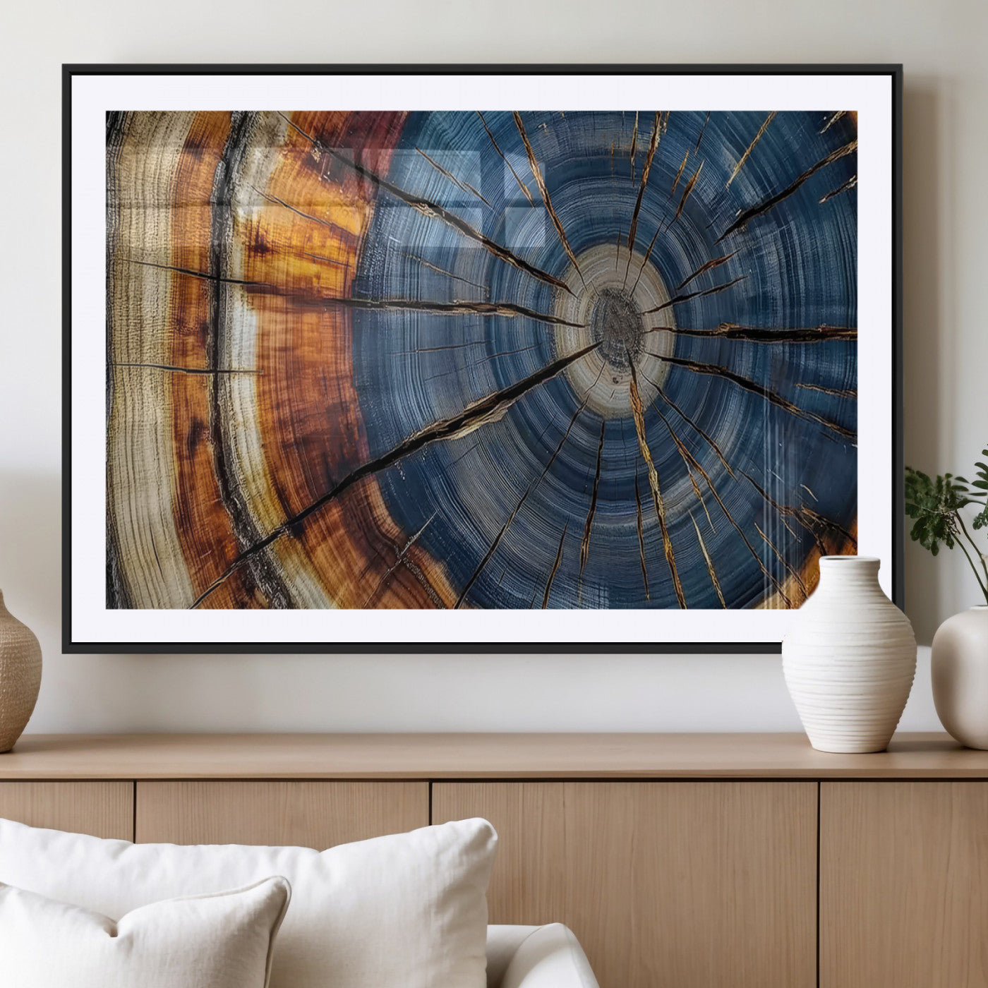 MGC-FP-36x24 - Abstract Tree Rings Canvas Wall Art - Wood Grain Canvas Print - Nature-Inspired Modern Wood Grain