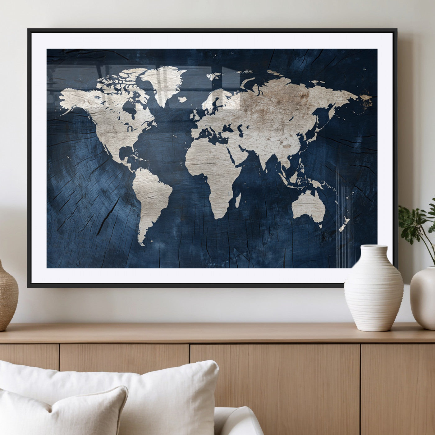 MGC-FP-36x24 - Push Pin World Map Canvas Print – Framed Wall Art for Couples to Track Their Travels – Anniversary