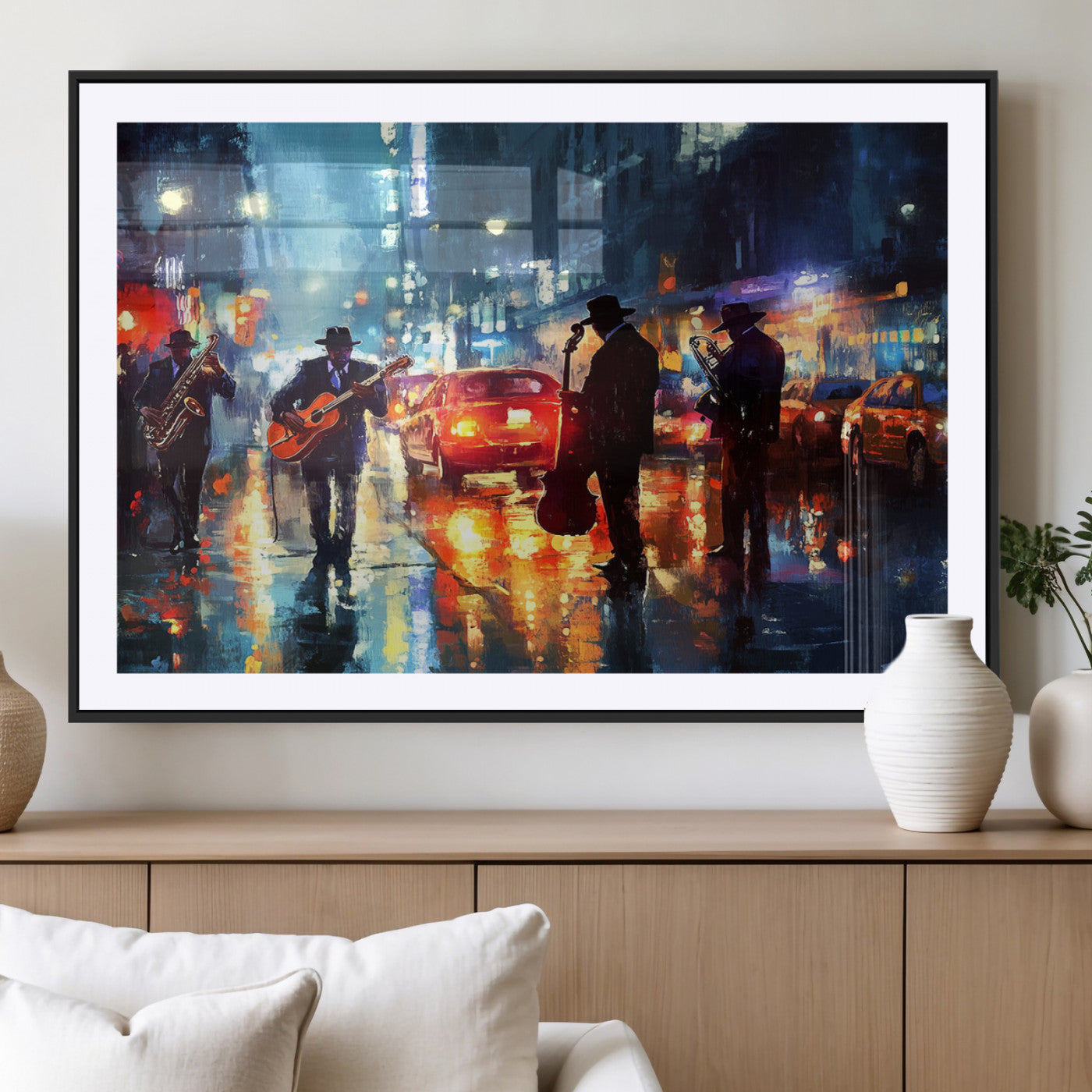 MGC-FP-36x24 - African American Jazz Canvas - Abstract Music Wall Art Print - Abstract Jazz Wall Art Framed Prints