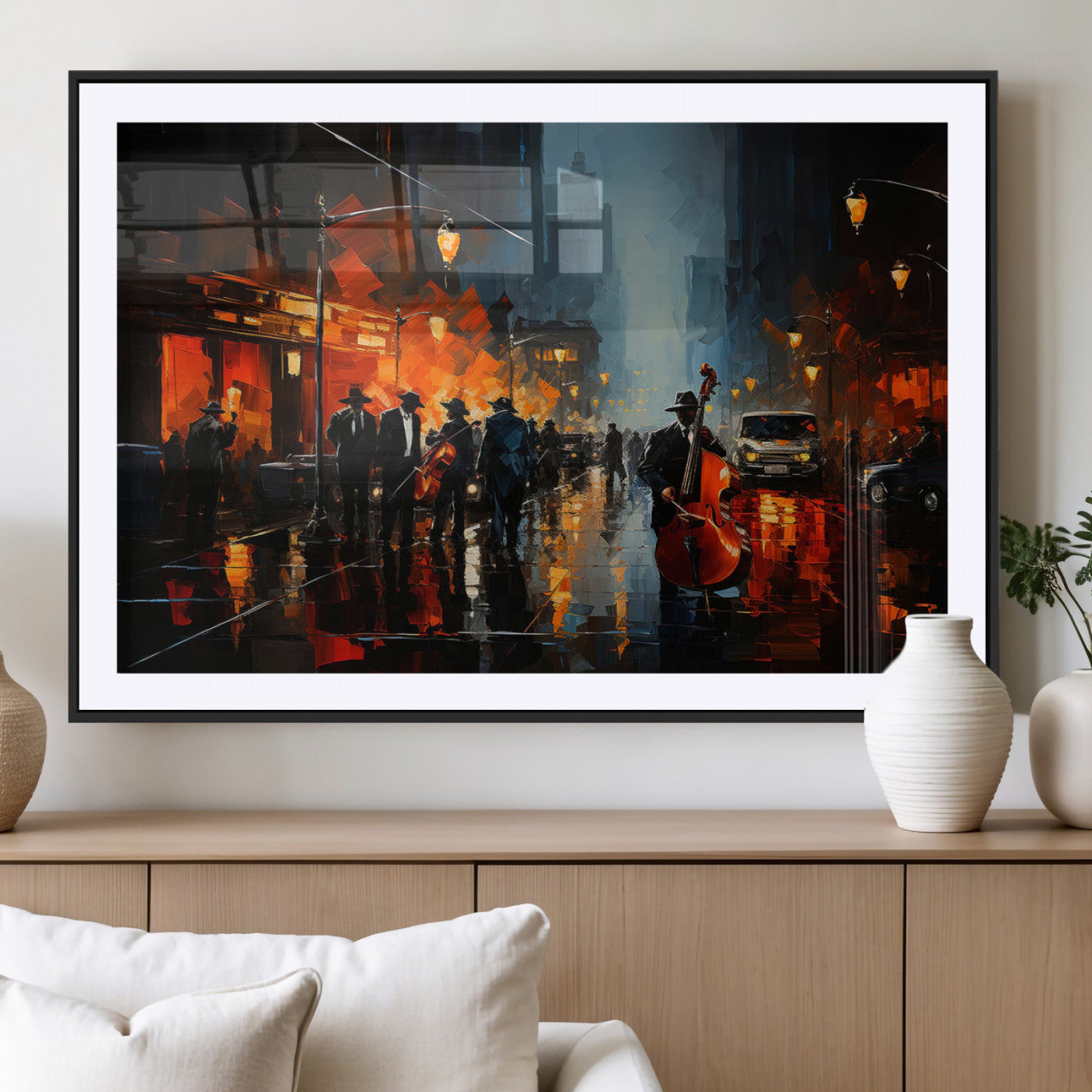MGC-FP-36x24 - Winston Porter Jazz Wall Art - African American Music Canvas - Abstract Colorful Music Art - Framed