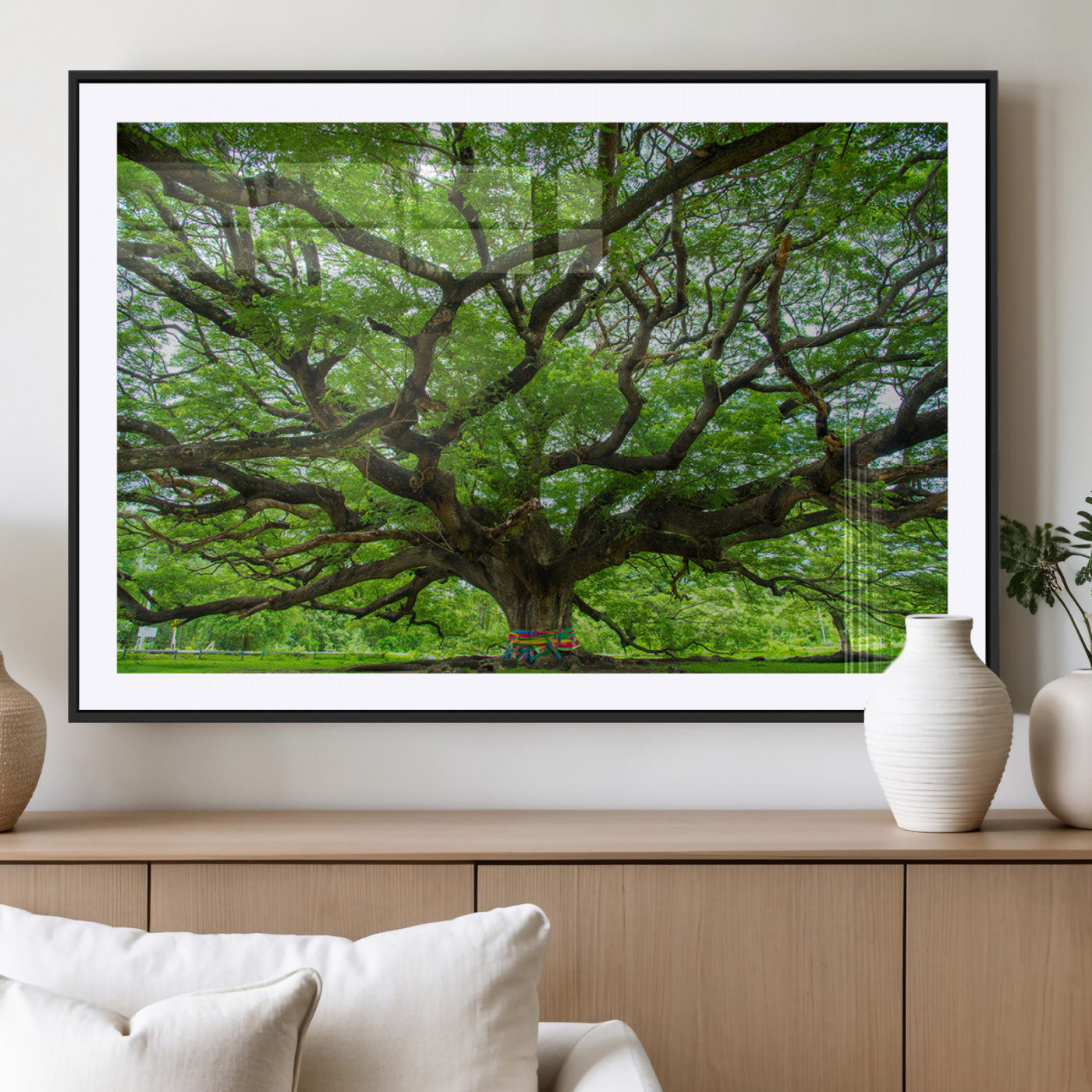 MGC-FP-36x24 - Oak Tree Wall Art Print, Forest Canvas Wall Art for Home and Office, Framed Angel Oak Tree Canvas