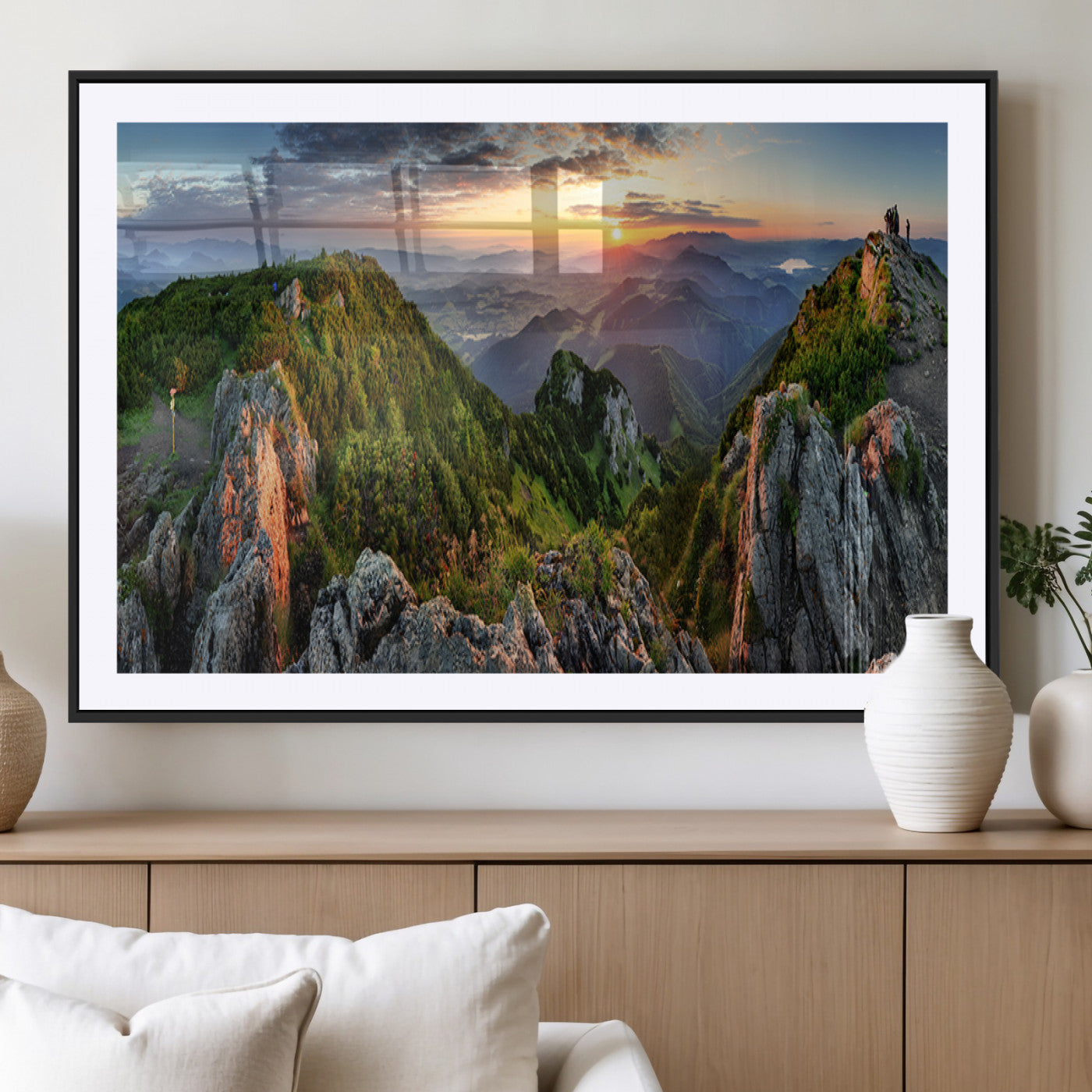 MGC-FP-36x24 - Mountain Sunset Panoramic Canvas Print – Scenic Wilderness Landscape, Majestic Summit , Multi-Panel