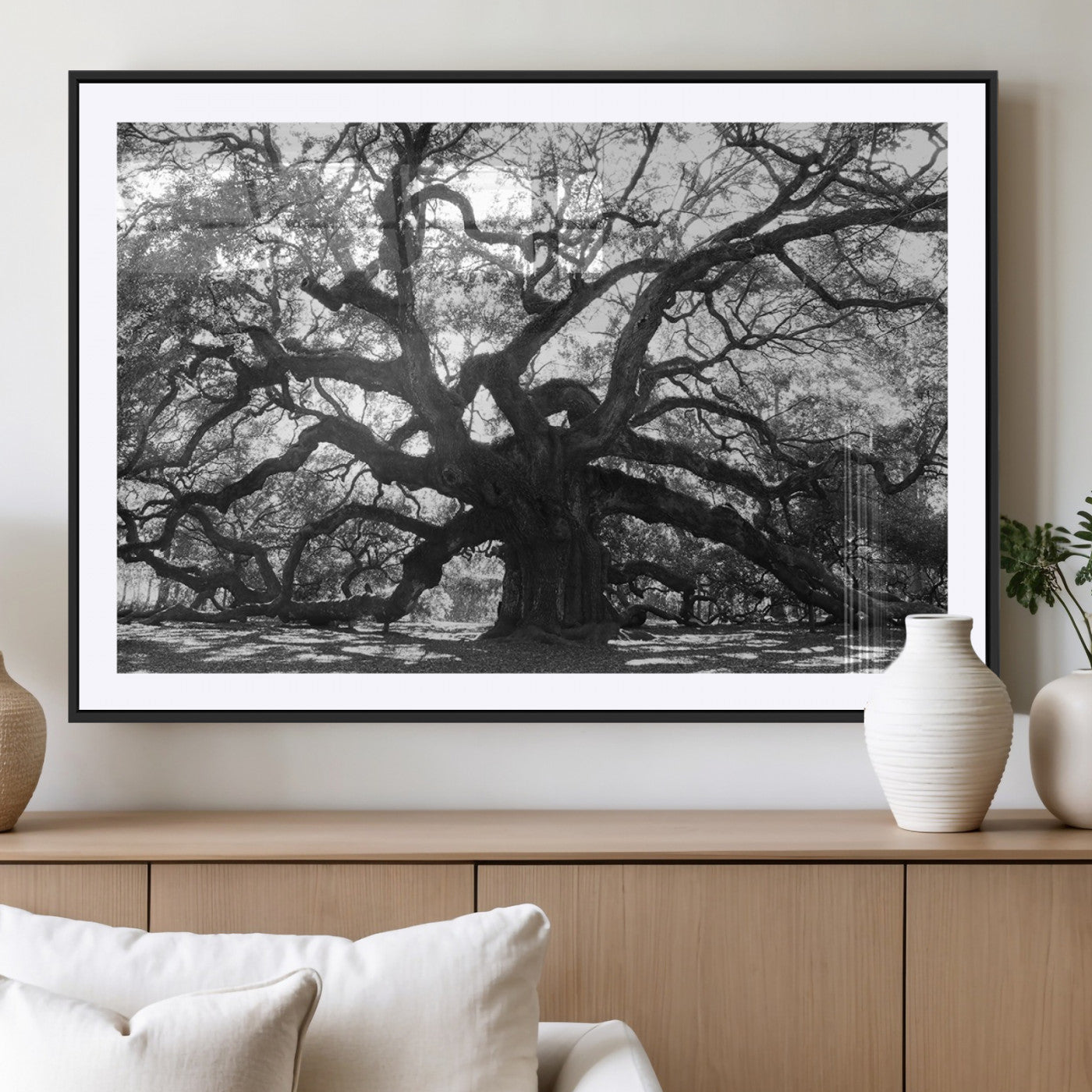 MGC-FP-36x24 - Ancient Oak Wall Art Canvas Print, Framed Twisted Branches Art Picture Print, Gnarled Tree Perfect Moody Nature Decor Artwork
