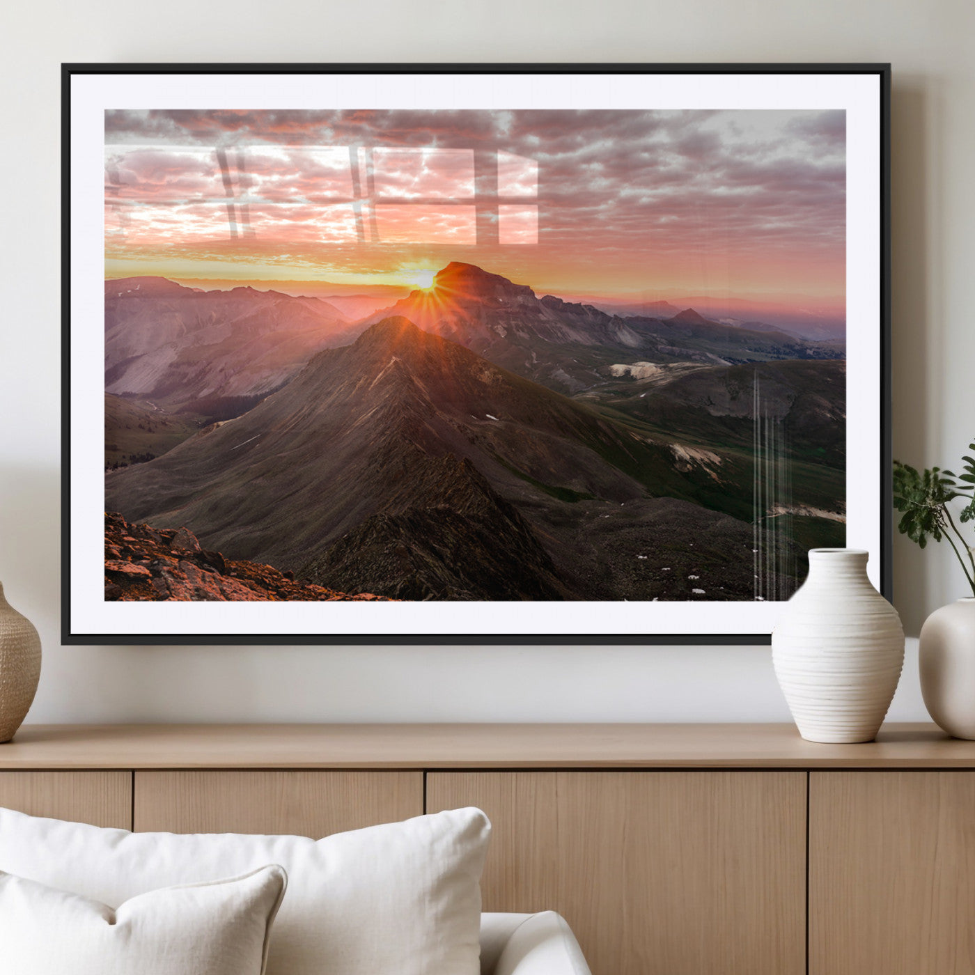 MGC-FP-36x24 - Majestic Sunrise Wall Art – Canvas Print of Rugged Mountain Peaks, Vibrant Sky, Serene Landscape, Nature Decor for Home or Office