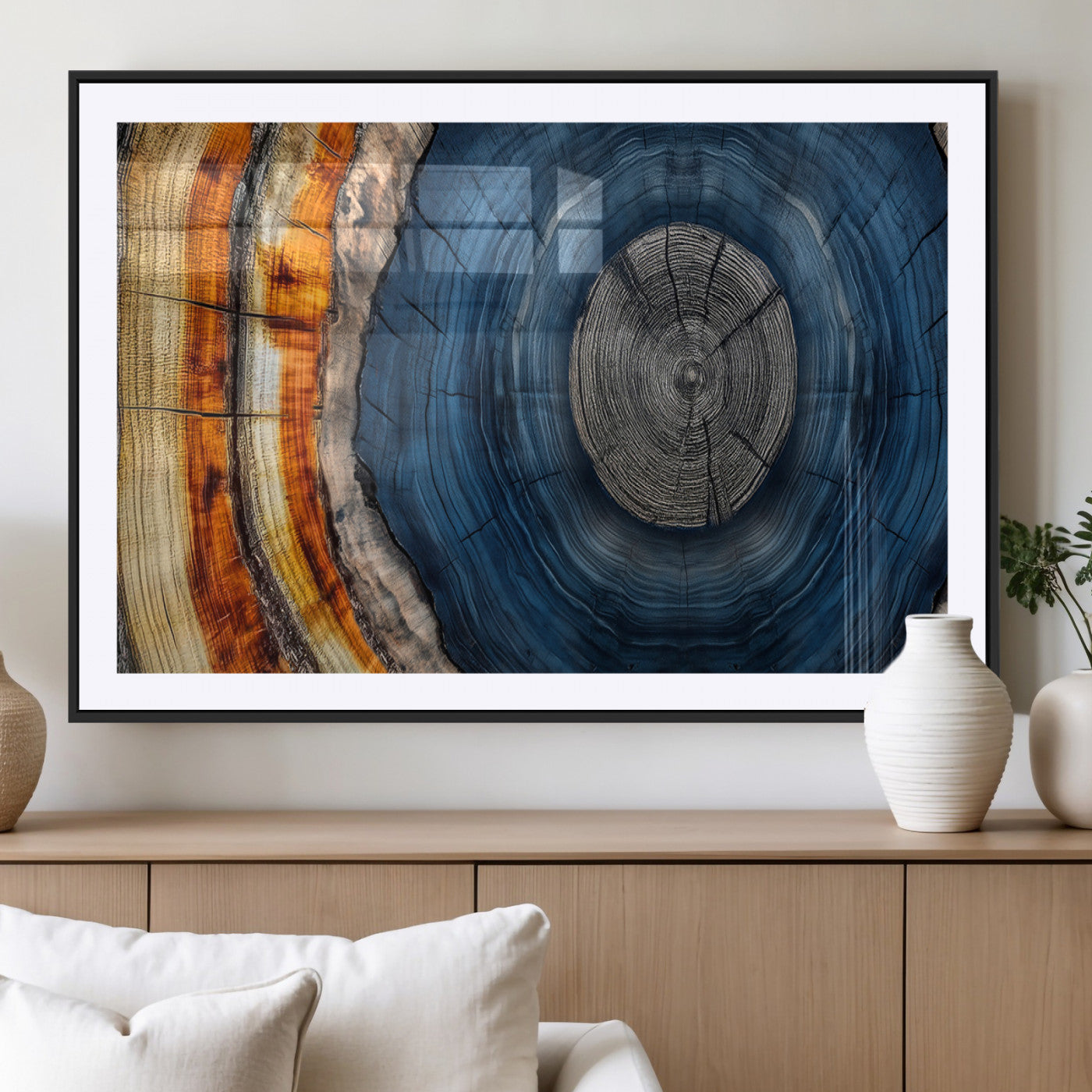 MGC-FP-36x24 - Abstract Tree Rings Wall Art Canvas Print - Wood Grain Rings Artwork Print - Nature Woodland Modern