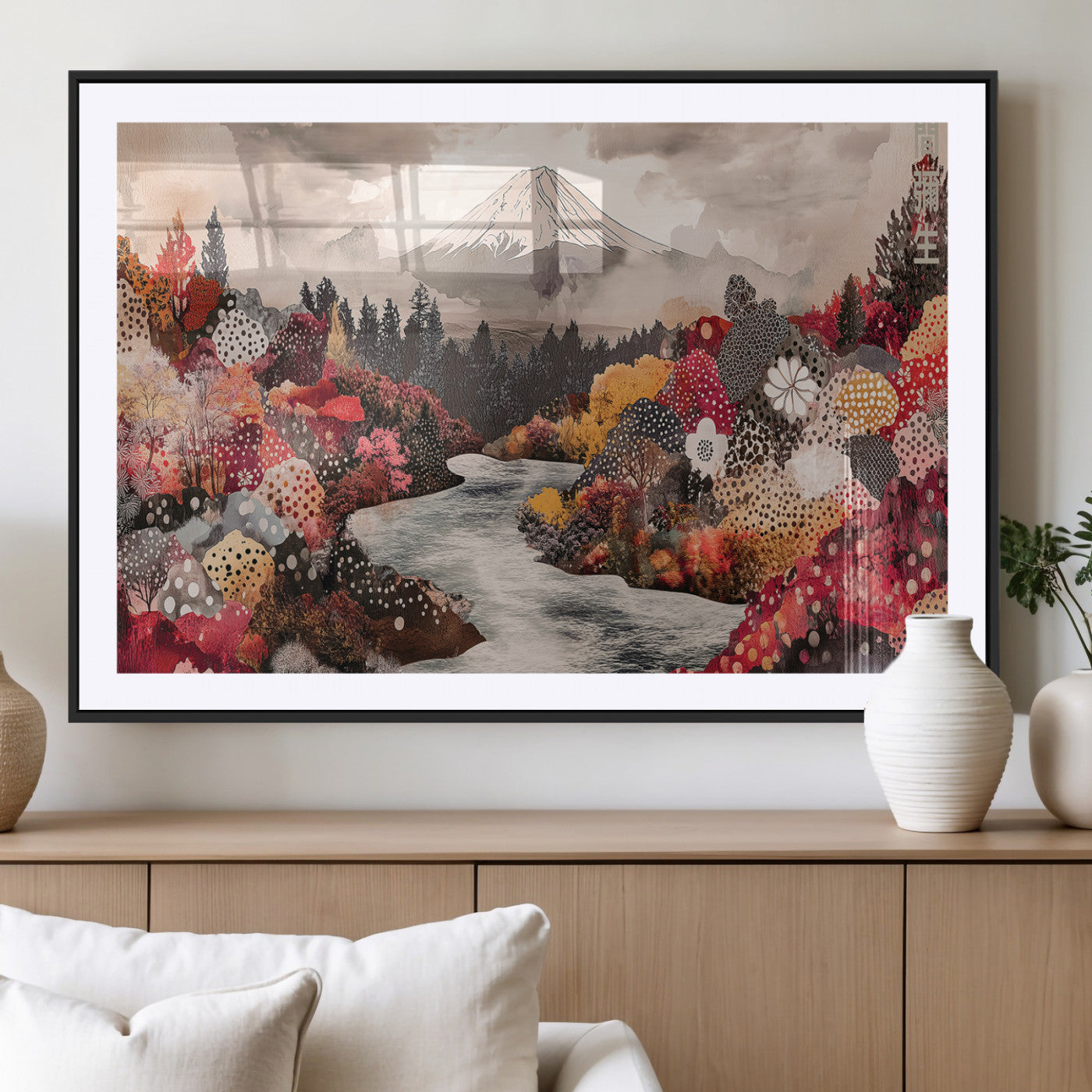 MGC-FP-36x24 - Mountain Wall Art Wall Art Canvas Print, Framed Autumn Forest Art Picture Print, Cottagecore Landscape Perfect Cottagecore Boho Decor Artwork