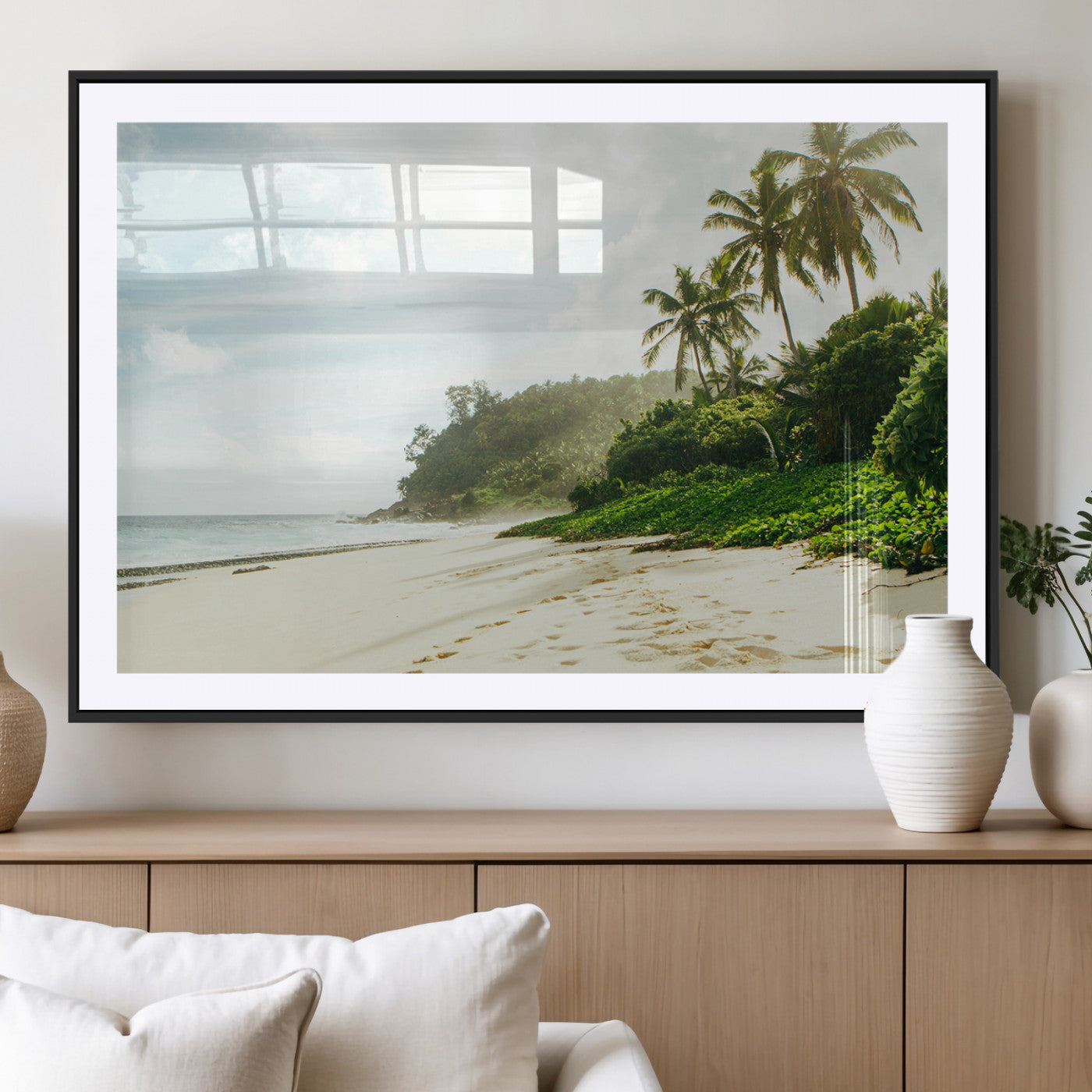 MGC-FP-36x24 - Relaxing Beach Wall Art Canvas Print, Framed Ocean View Art Picture Print, Coastal Serenity Perfect Tropical Coastal Decor Artwork