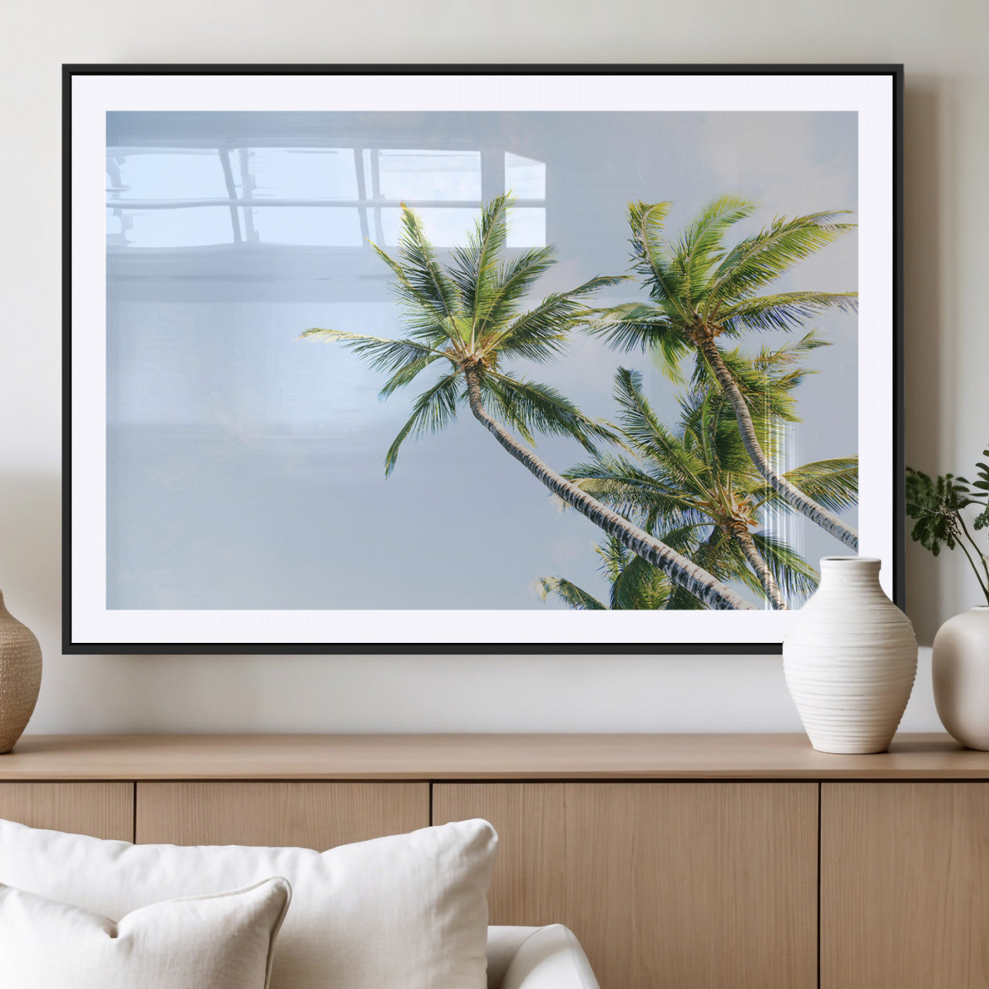 MGC-FP-36x24 - Palm Trees Wall Art Canvas Print, Framed Tropical Art Picture Print, Coastal Perfect Tropical Decor Artwork
