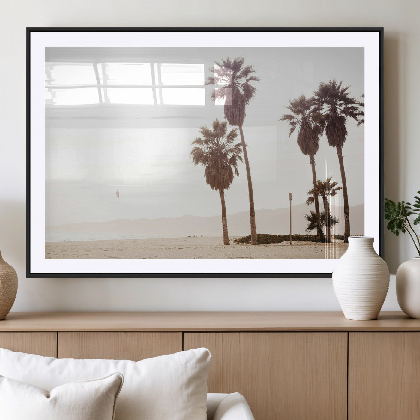 MGC-FP-36x24 - Coastal Light Wall Art Canvas Print, Framed Relaxing Shoreline Art Picture Print, Minimalist Ocean Perfect Tropical Serenity Decor Artwork