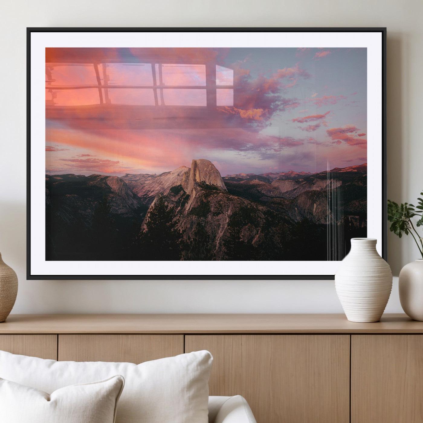 MGC-FP-36x24 - Half Dome Wall Art Canvas Print, Framed Yosemite National Park Art Picture Print, Dramatic Sunset Perfect Adventurous Wilderness Decor Artwork