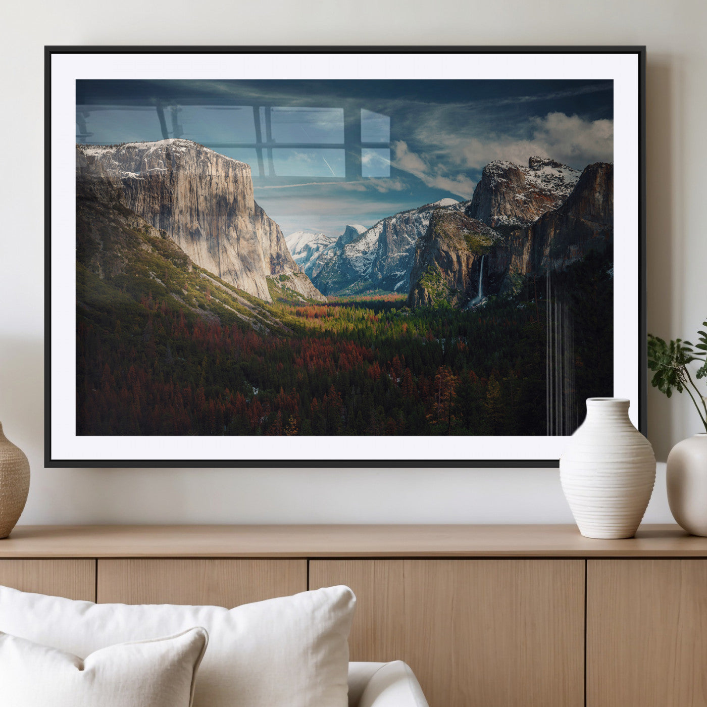 15244033-MGV-CV-36X24 - Yosemite National Park Wall Art – Framed Mountain Landscape El Capitan Canvas Print Scenic Decor for Home, Office Decor
