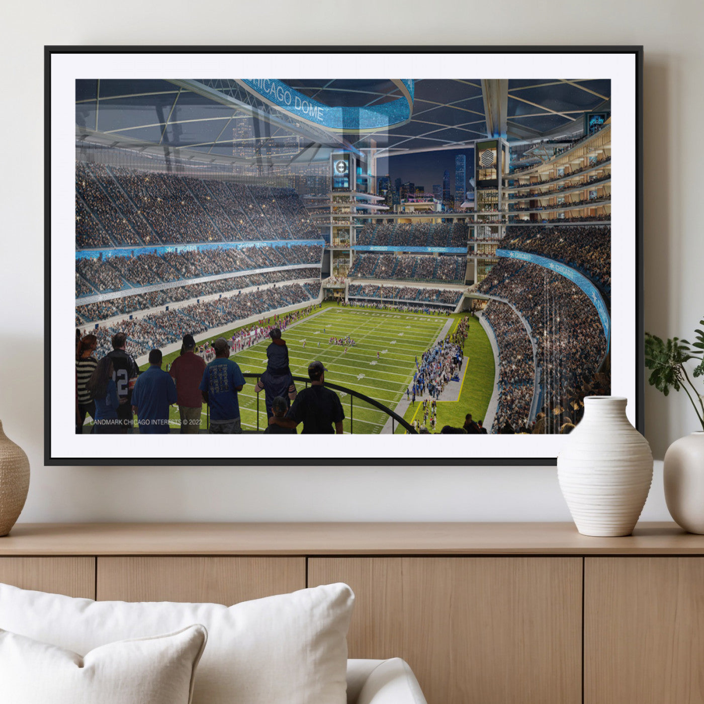 MGC-FP-36x24 - Chicago Bears Soldiers Field Wall Art Canvas Print – Framed Football Stadium Artwork for Sports