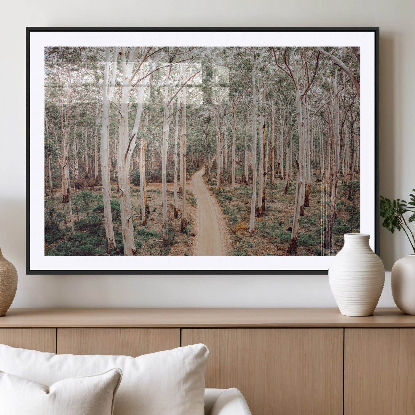 24760563-MGC-FP-40x30_Black-Forest Dirt Road Canvas Wall Art Print, Scenic Woodland Pathway, Tall Trees Nature Canvas for Living Room or Office 1 Panel Wrapped Canvas
