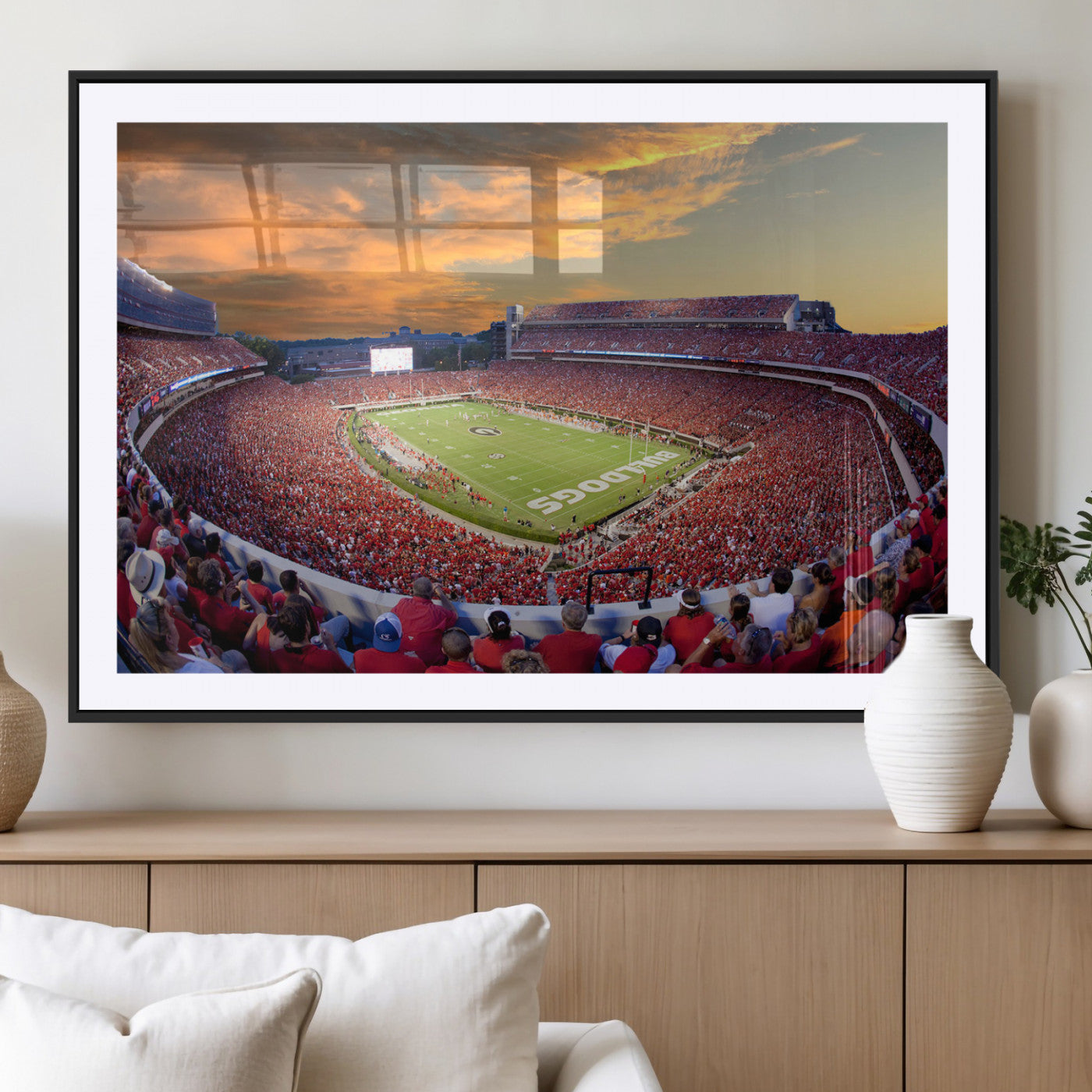 73680988-MGC-FP-40x30-Dooley Stadium Wall Art Print, Sports Arena Canvas Wall Art, Dooley Field at Sanford Stadium Canvas Print, Modern Athletic Field Art Printing