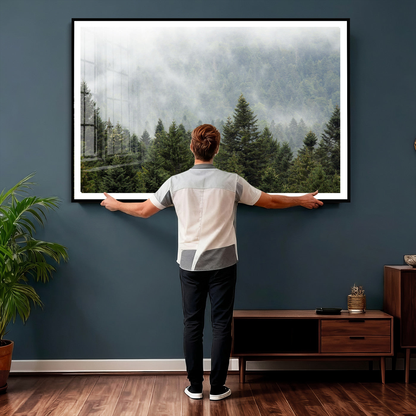 37010054-MGV-CV-36X24 - Misty Mountain Forest Wall Art Canvas Print
