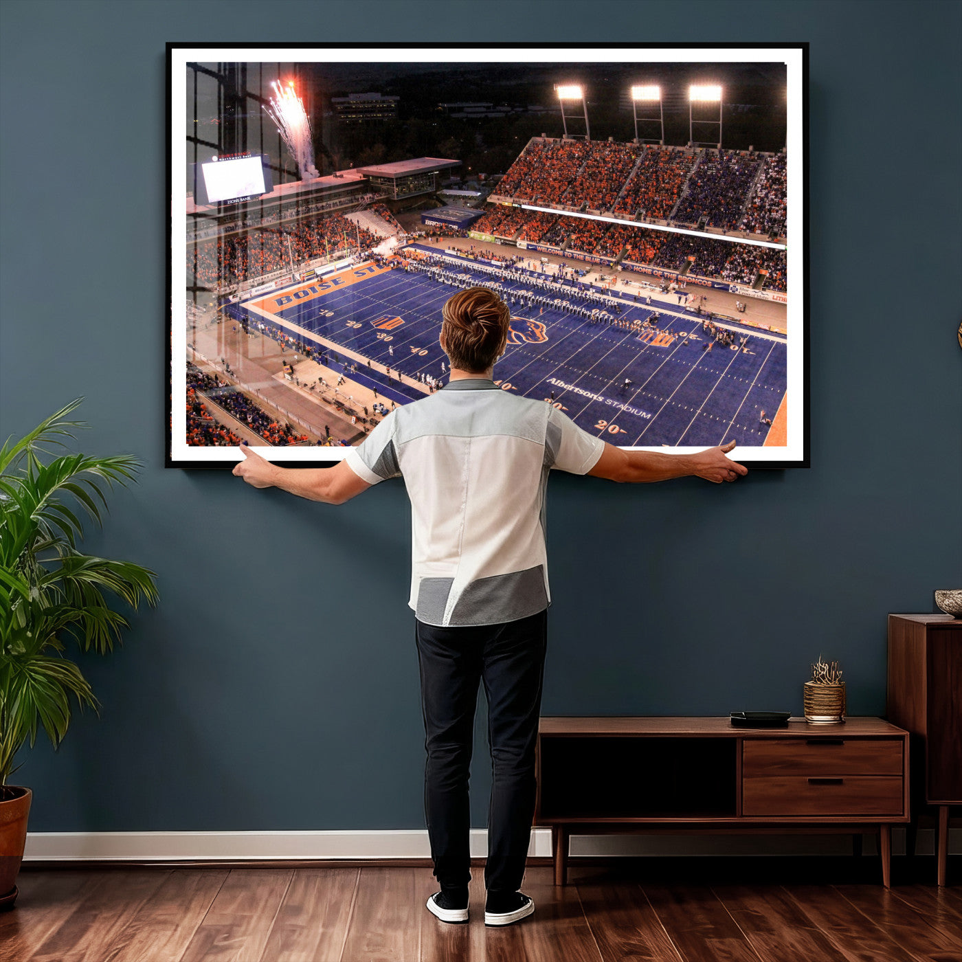 58849575-MGV-CV-36X24 - Boise State Stadium Large Wall Art Canvas Print for Living Room Office Wall Decor