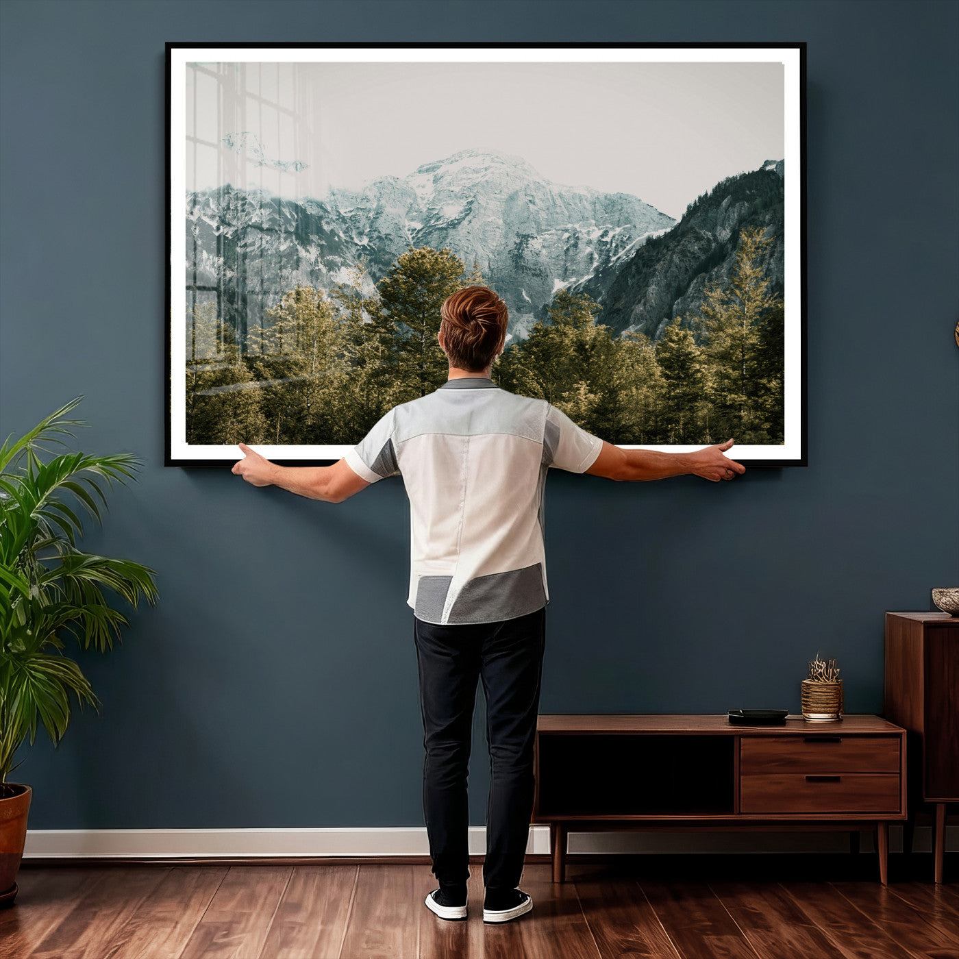 48479662-MGV-CV-36X24 - Mountain Forest Wall Art Canvas Print, Alpine Landscape Nature Photography, Moody Wilderness Wall Decor
