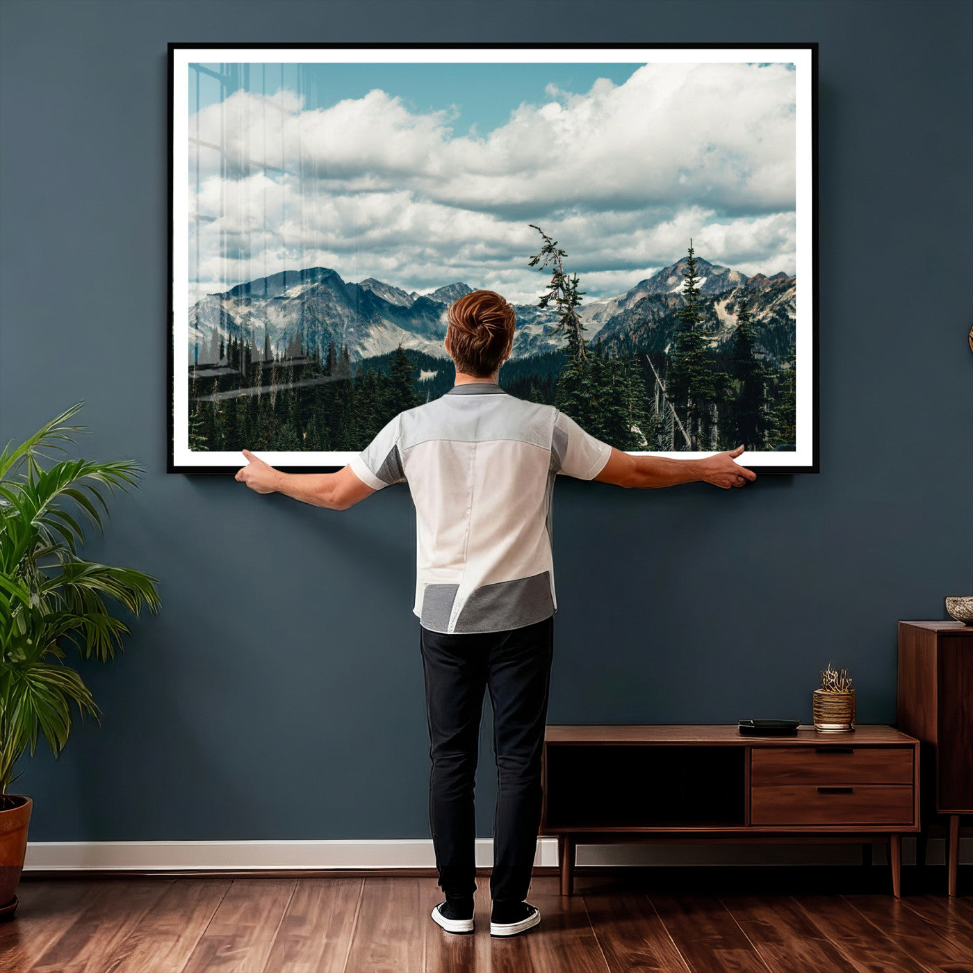 30416773-MGV-CV-36X24 - Mountain Forest Wall Art Canvas Print, Alpine Pine Tree Landscape Photography, Scenic Wilderness Mountain View, Nature Wall Decor