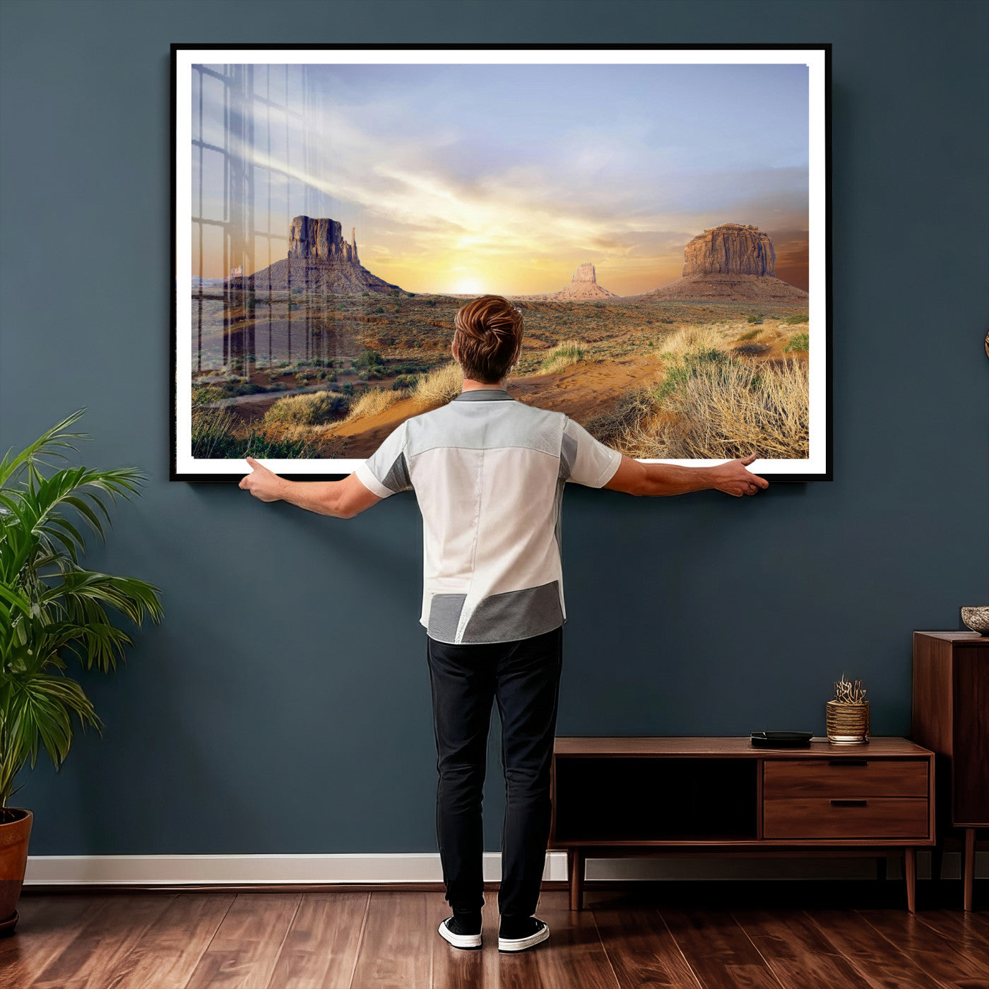 14901845-MGV-CV-36X24 - Monument Valley Desert Landscape Wall Art Canvas Print, Southwest Desert Rock Formation Canvas Print, Western Red Rock Panorama Art Printing