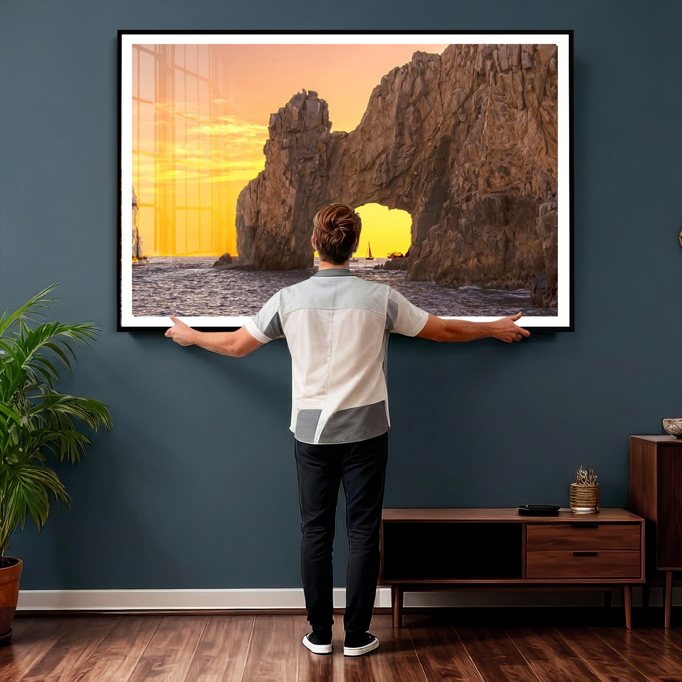 66414515-MGV-CV-36X24 - El Arco Cabo San Lucas Ocean Arch Wall Art Canvas Print, Baja California Rock Arch Seascape Canvas Print, Mexico Coastal Landmark Scenic Art Printing