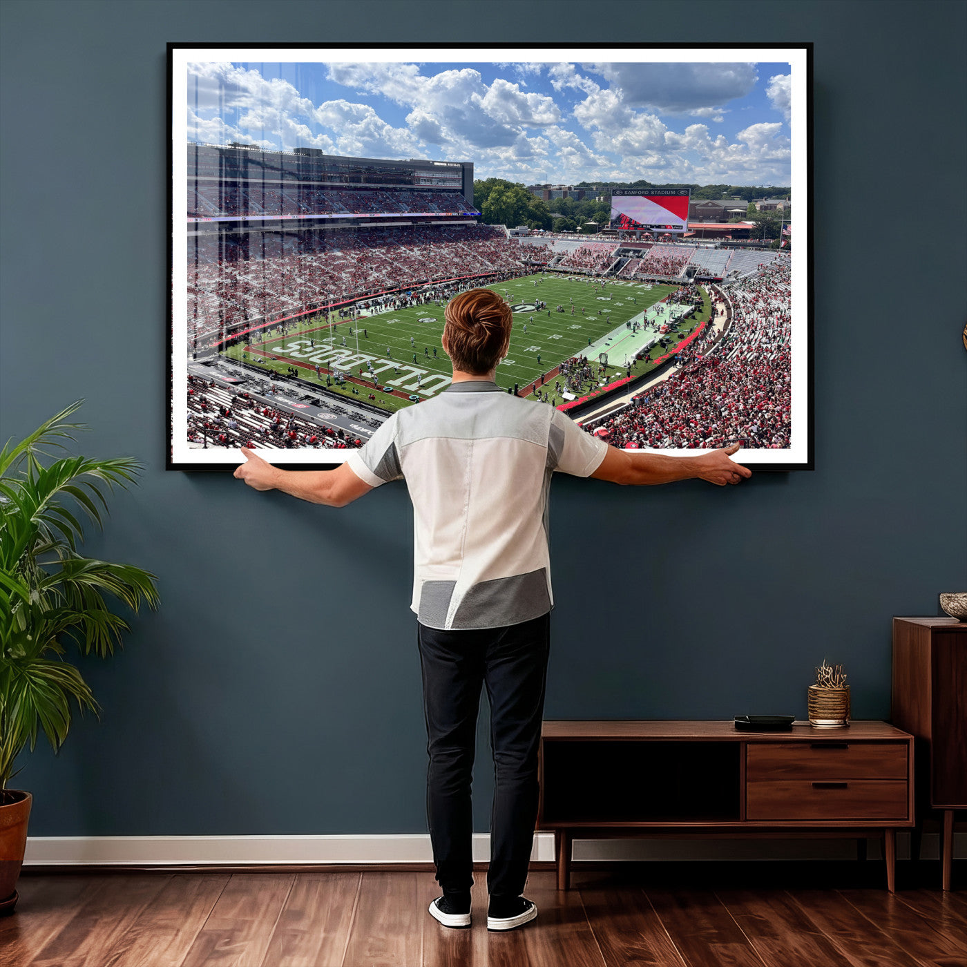 10665453-MGV-CV-36X24 - Georgia Bulldogs Stadium Wall Art Canvas Print, Sanford Stadium Football Field Panorama, College Football Game Day Wall Decor