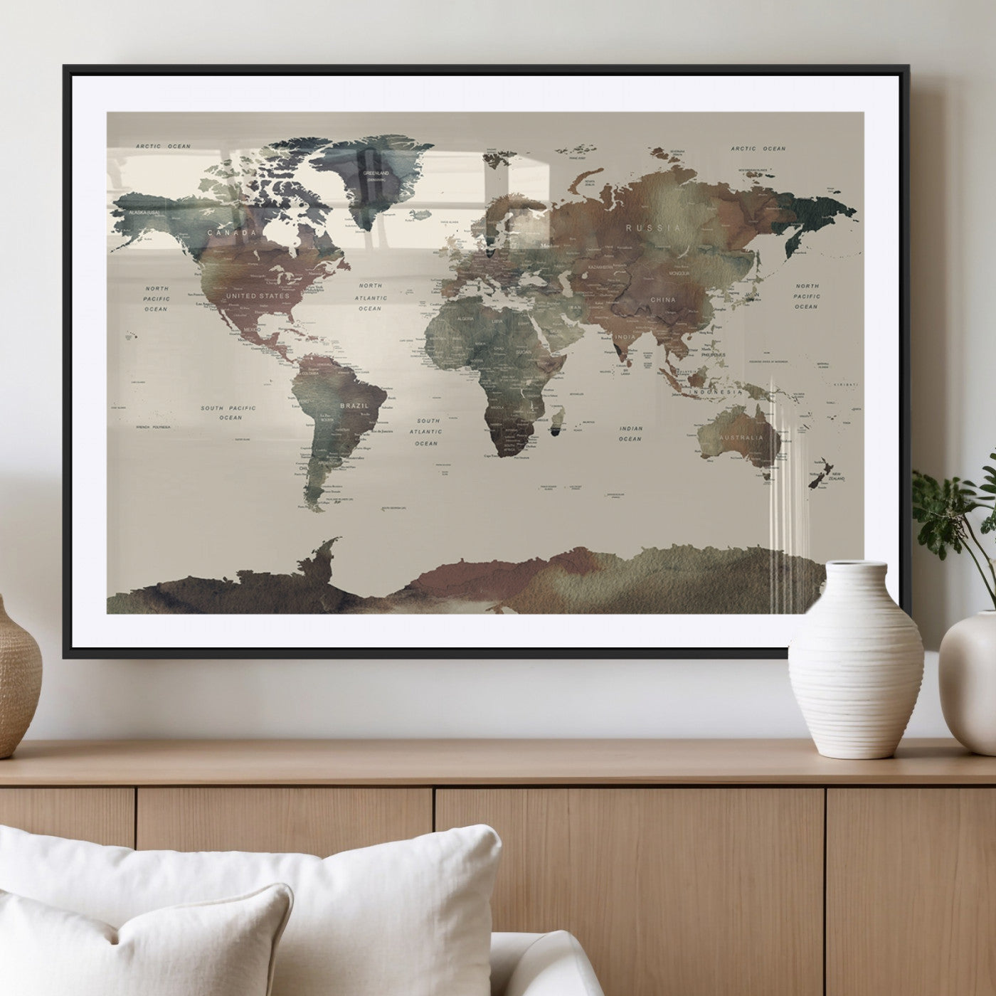 MGC-FP-36x24 - World Map Wall Art Canvas Print for Home and Office Decor