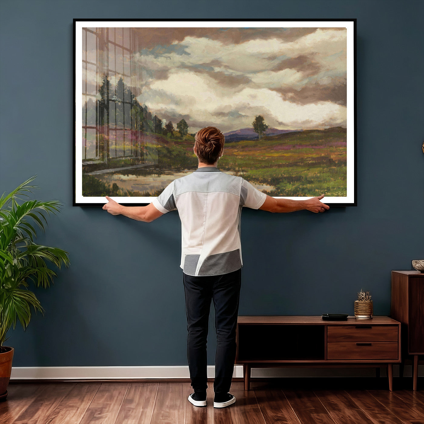 96795851-MGV-CV-36X24 - Gustav Macoun Heathland Canvas Print, Czech Landscape Oil Painting Reproduction, Purple Heather Moorland Art, Vintage European Nature Decor