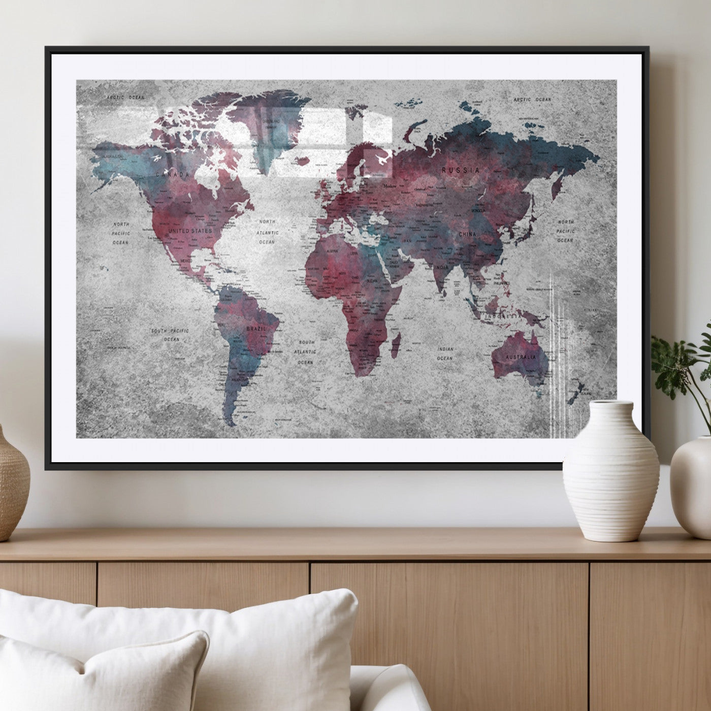 MGC-FP-36x24 - World Map Wall Art Canvas Print for Home and Office Decor