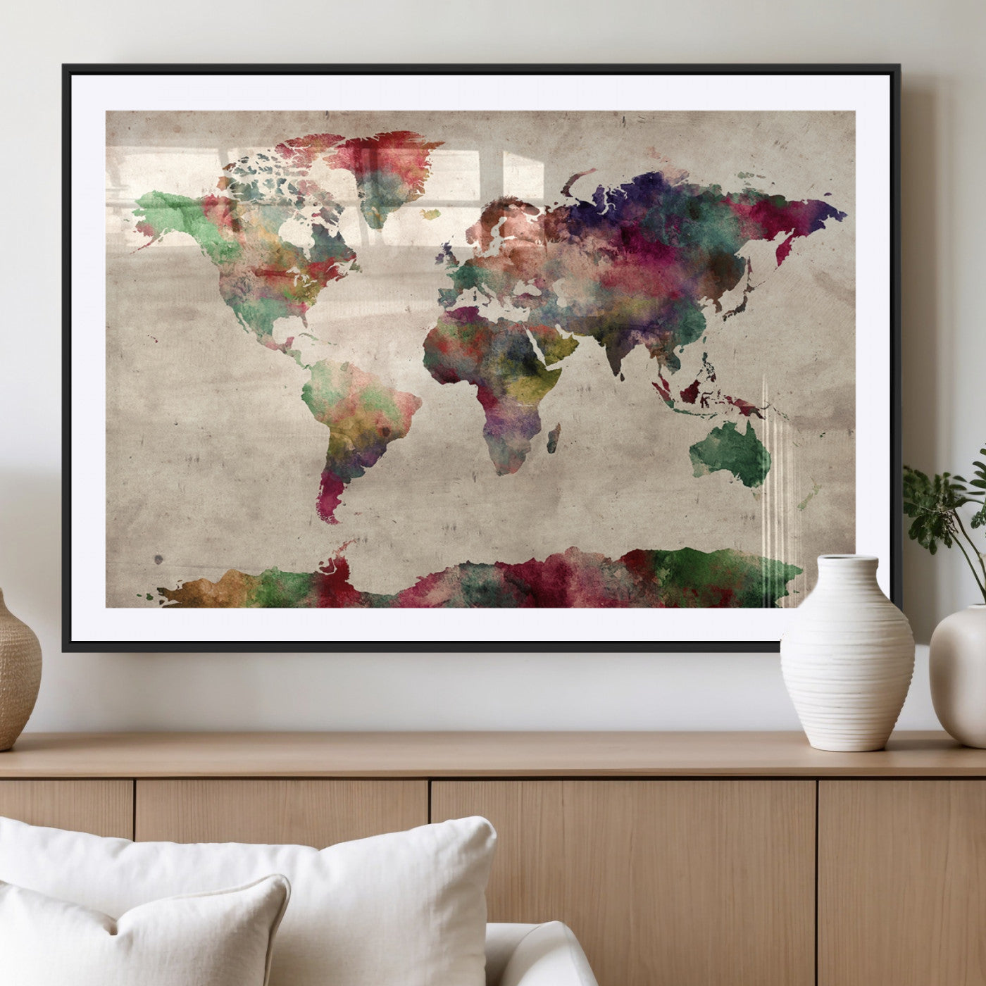 MGC-FP-36x24 - World Map Wall Art Canvas Print for Home and Office Decor