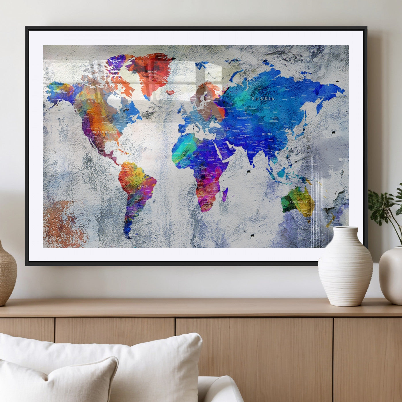 MGC-FP-36x24 - World Map Wall Art Canvas Print for Home and Office Decor