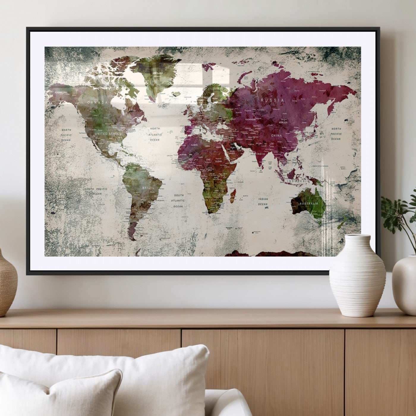 MGC-FP-36x24 - World Map Wall Art Canvas Print for Home and Office Decor